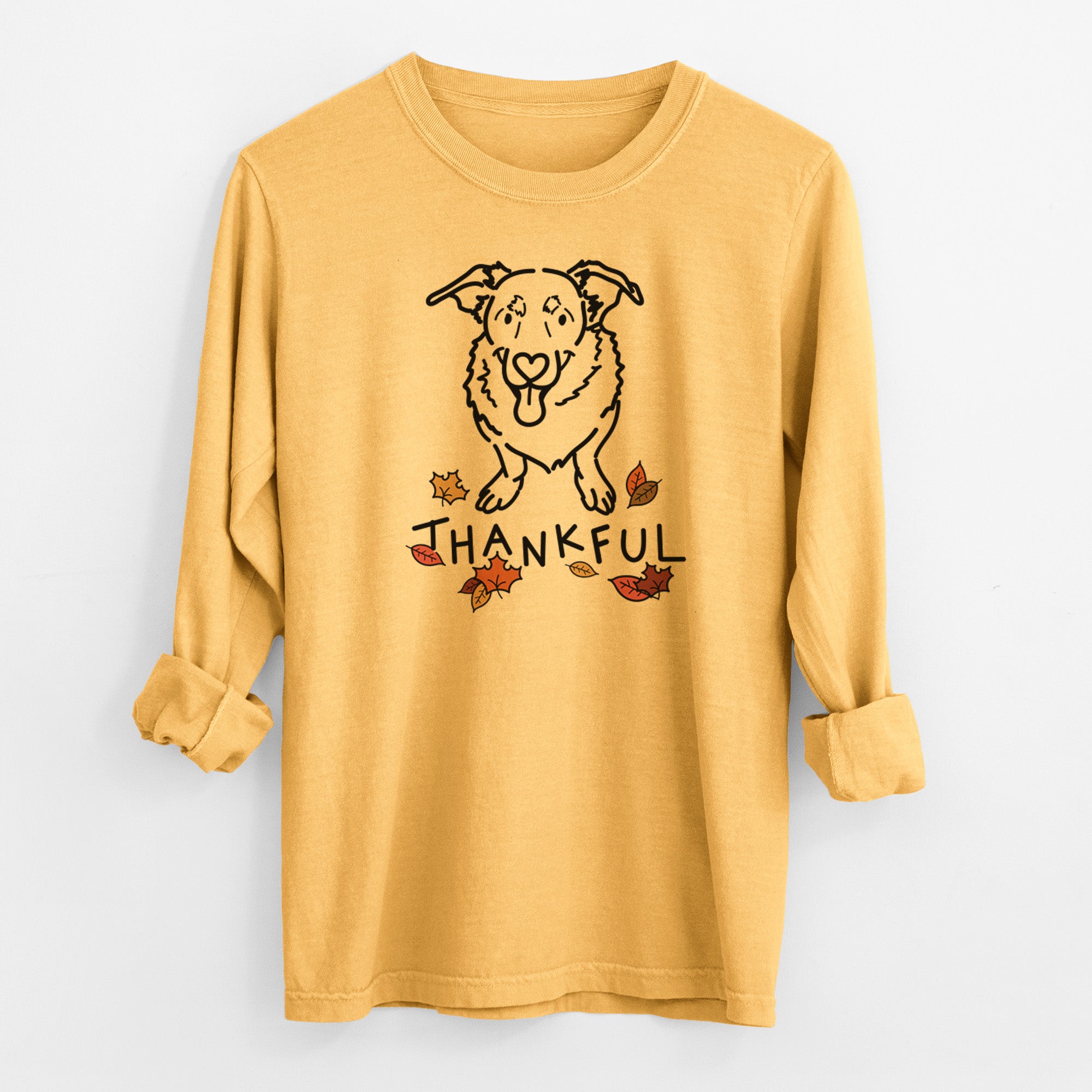 Thankful Basset Hound German Shepherd Mix - Gretchen - Men's Heavyweight 100% Cotton Long Sleeve