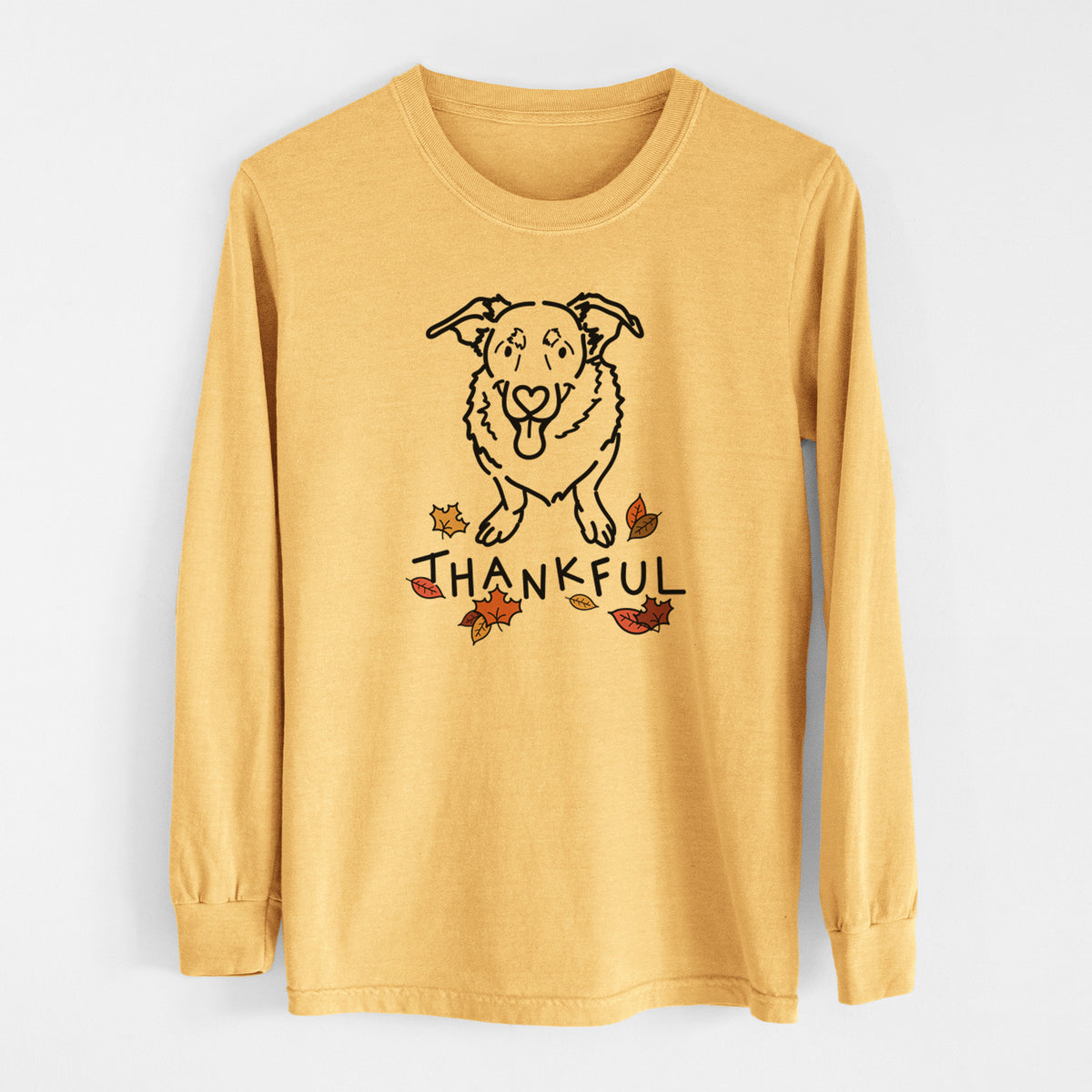 Thankful Basset Hound German Shepherd Mix - Gretchen - Men&#39;s Heavyweight 100% Cotton Long Sleeve