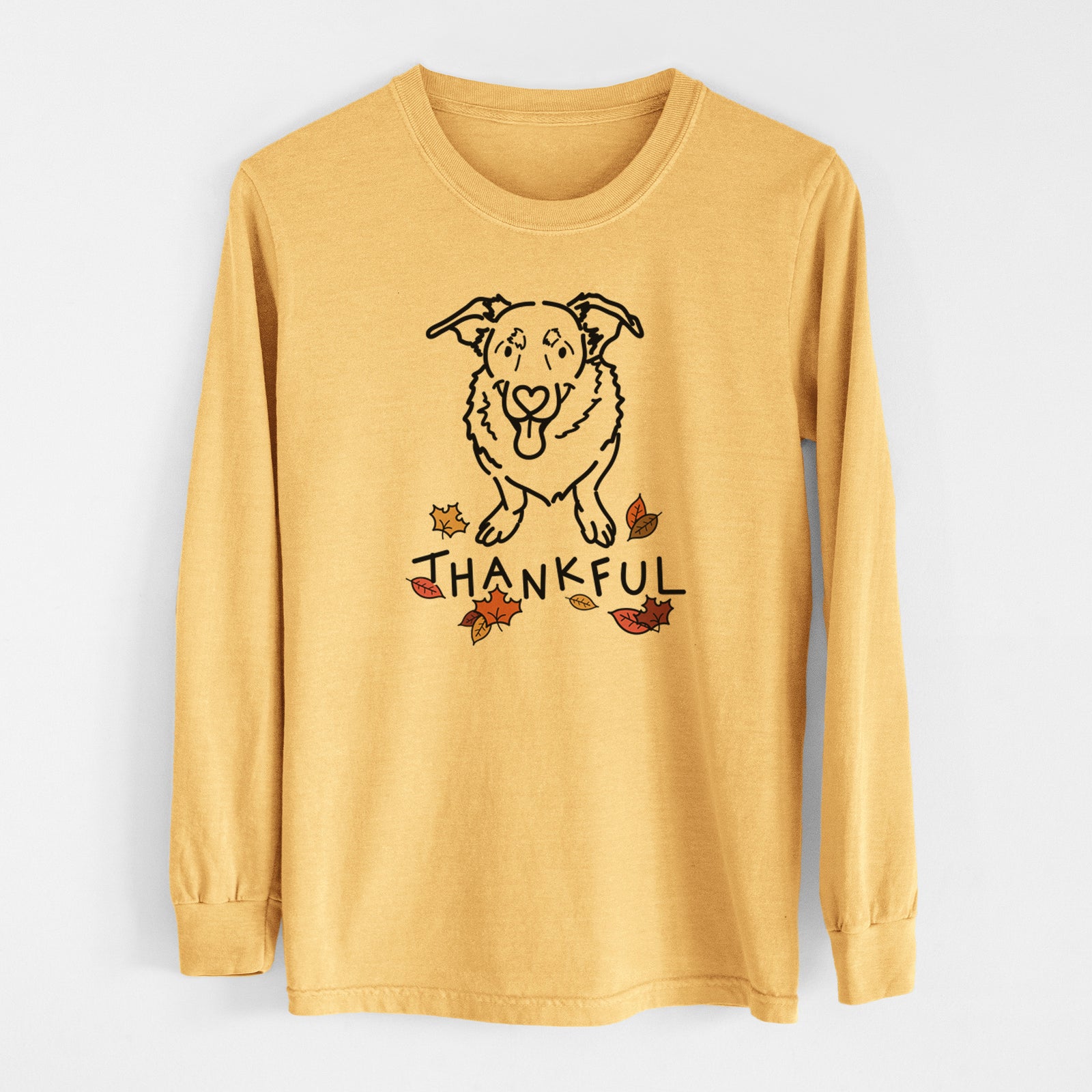 Thankful Basset Hound German Shepherd Mix - Gretchen - Men's Heavyweight 100% Cotton Long Sleeve