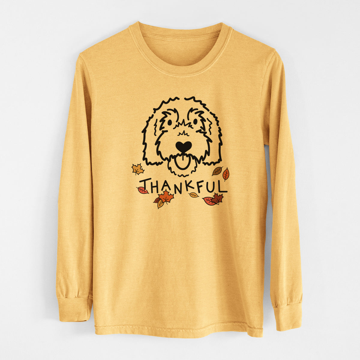 Thankful Goldendoodle - Gus - Men&#39;s Heavyweight 100% Cotton Long Sleeve