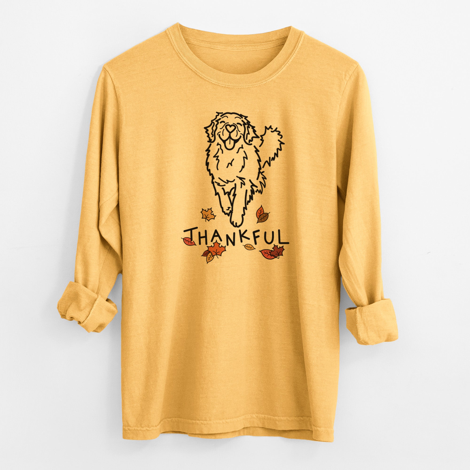 Thankful Golden Retriever - Hamlet - Men's Heavyweight 100% Cotton Long Sleeve