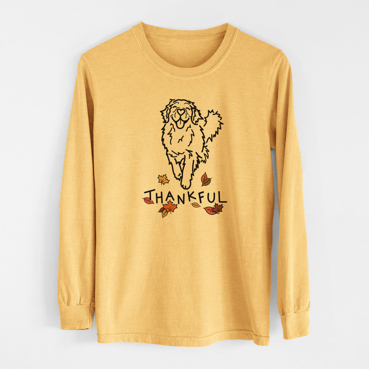 Thankful Golden Retriever - Hamlet - Men&#39;s Heavyweight 100% Cotton Long Sleeve