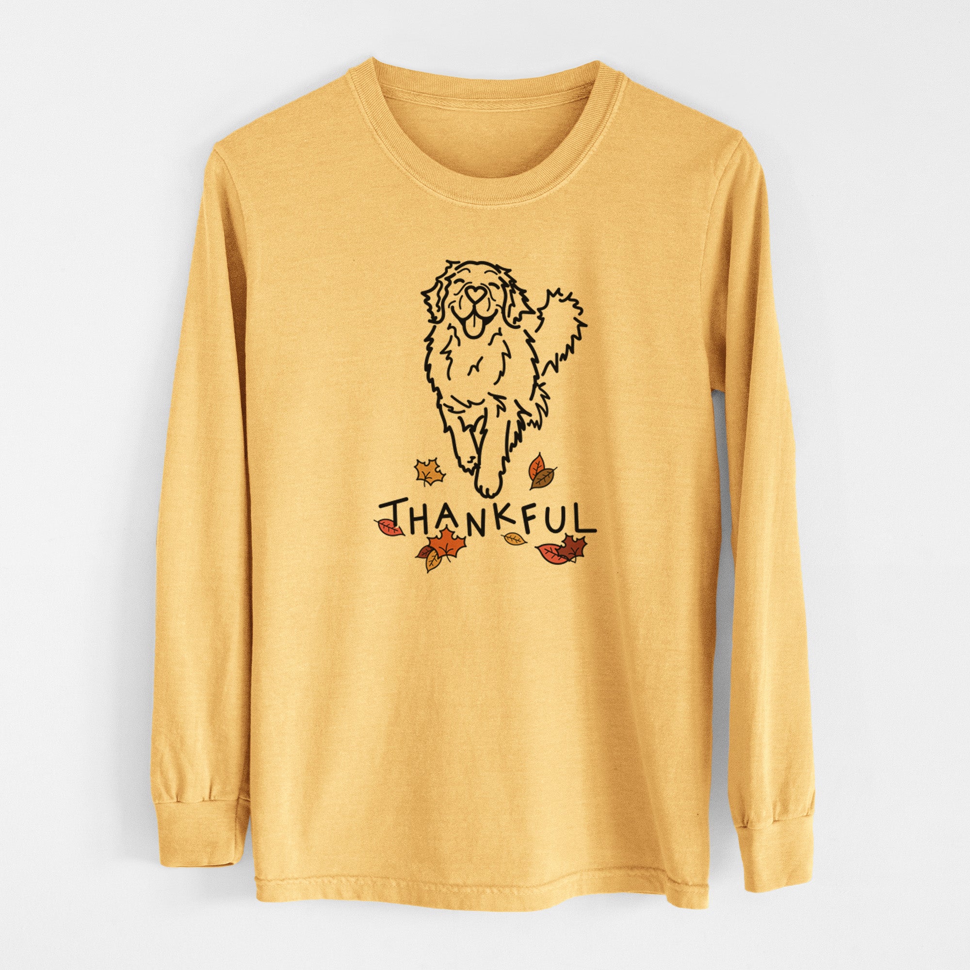 Thankful Golden Retriever - Hamlet - Men's Heavyweight 100% Cotton Long Sleeve