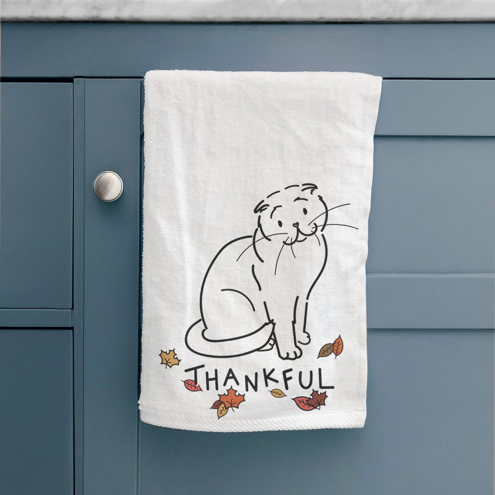 Thankful Scottish Fold Cat - Hank - Hand Towel