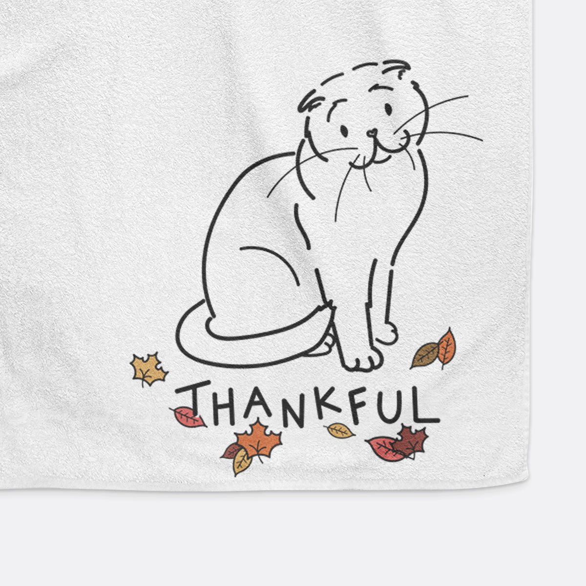 Thankful Scottish Fold Cat - Hank - Hand Towel