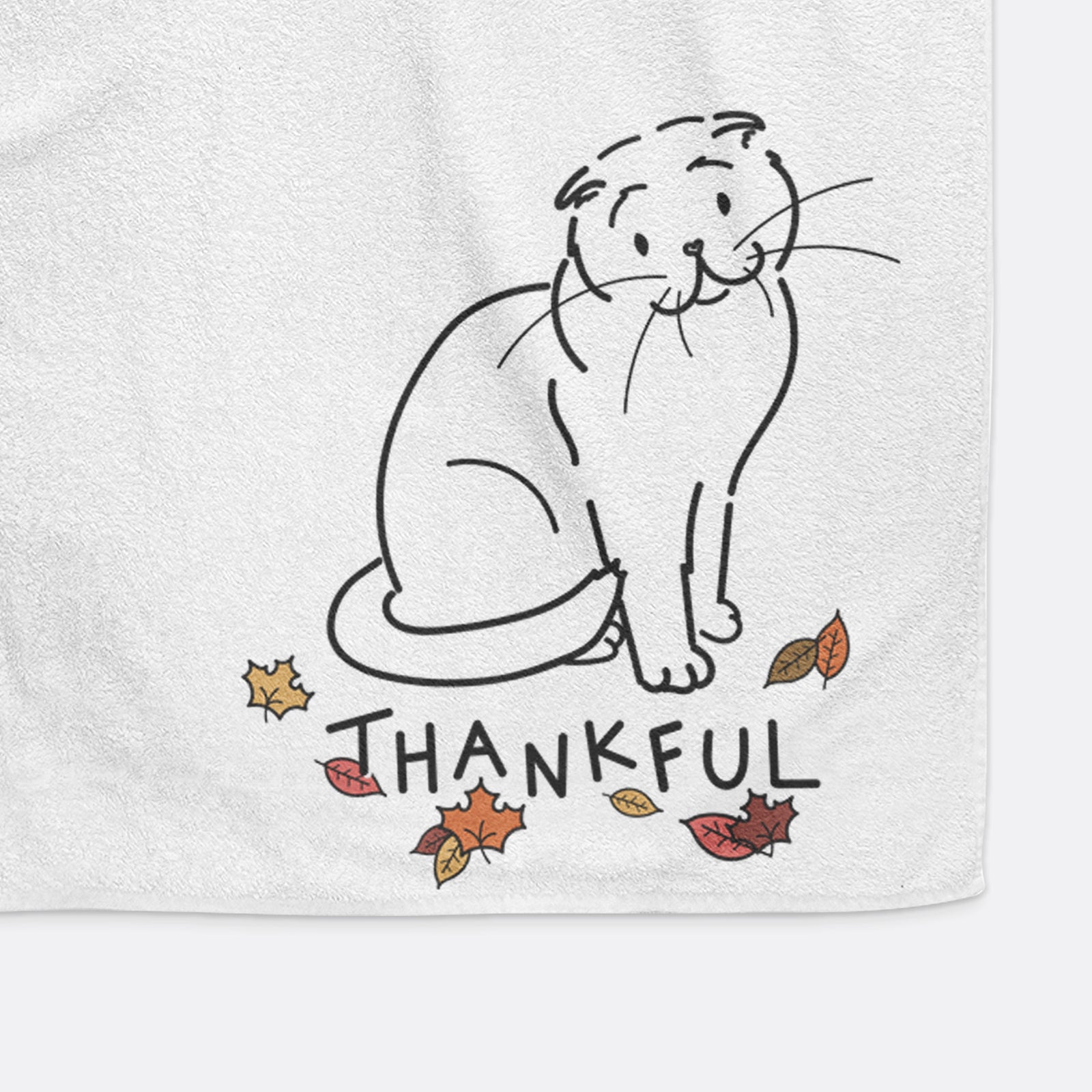 Thankful Scottish Fold Cat - Hank - Hand Towel