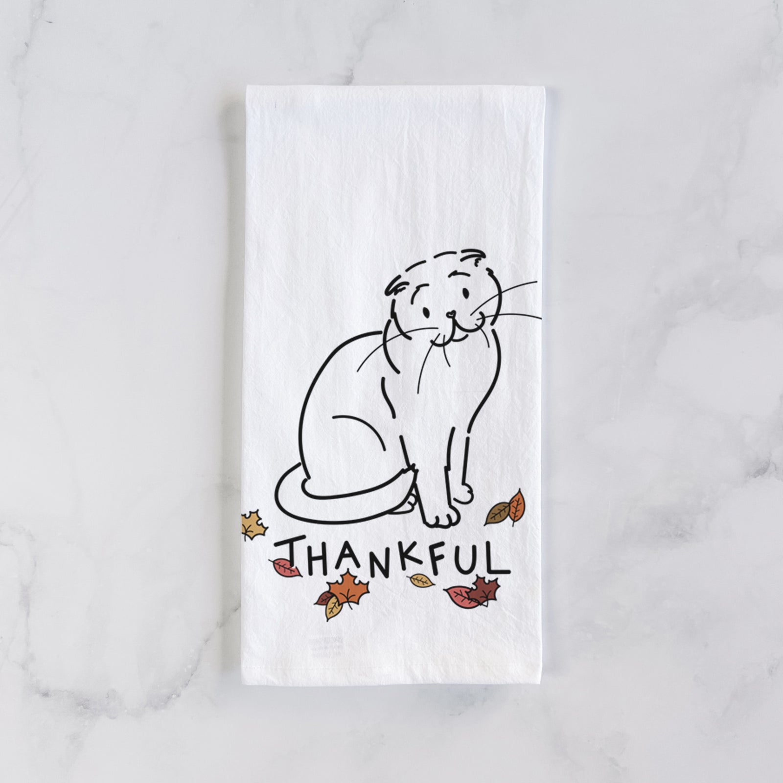 Thankful Scottish Fold Cat - Hank - Tea Towel