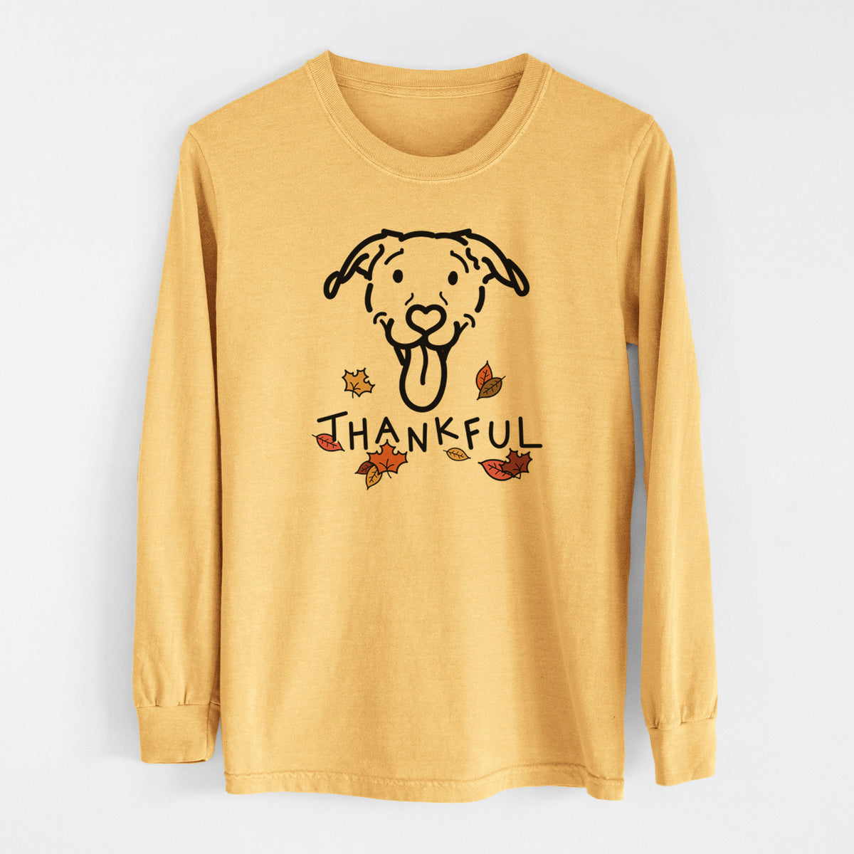 Thankful Pitbull Mix - Hemi - Men&#39;s Heavyweight 100% Cotton Long Sleeve