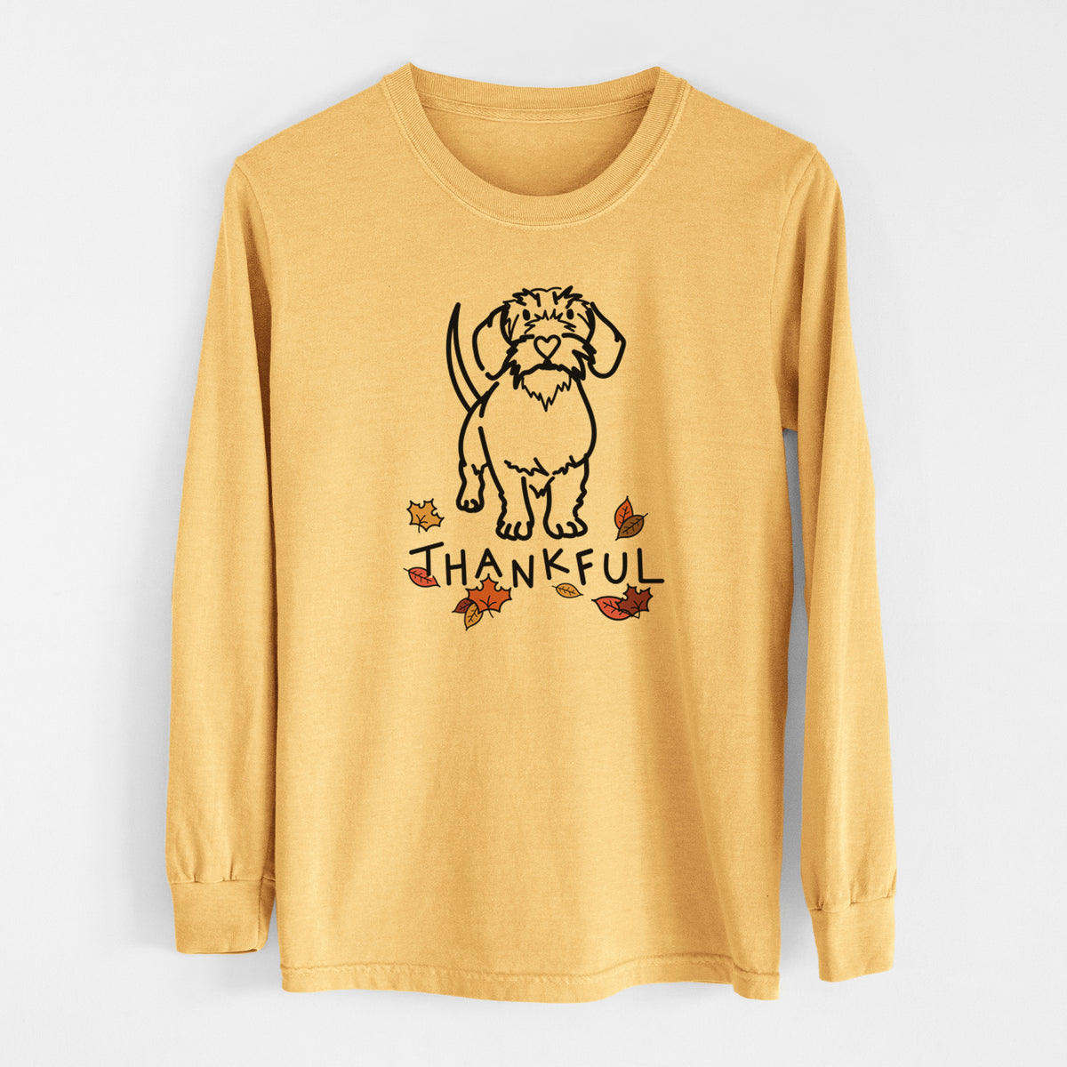 Thankful Wire Dachshund - Henry - Men&#39;s Heavyweight 100% Cotton Long Sleeve