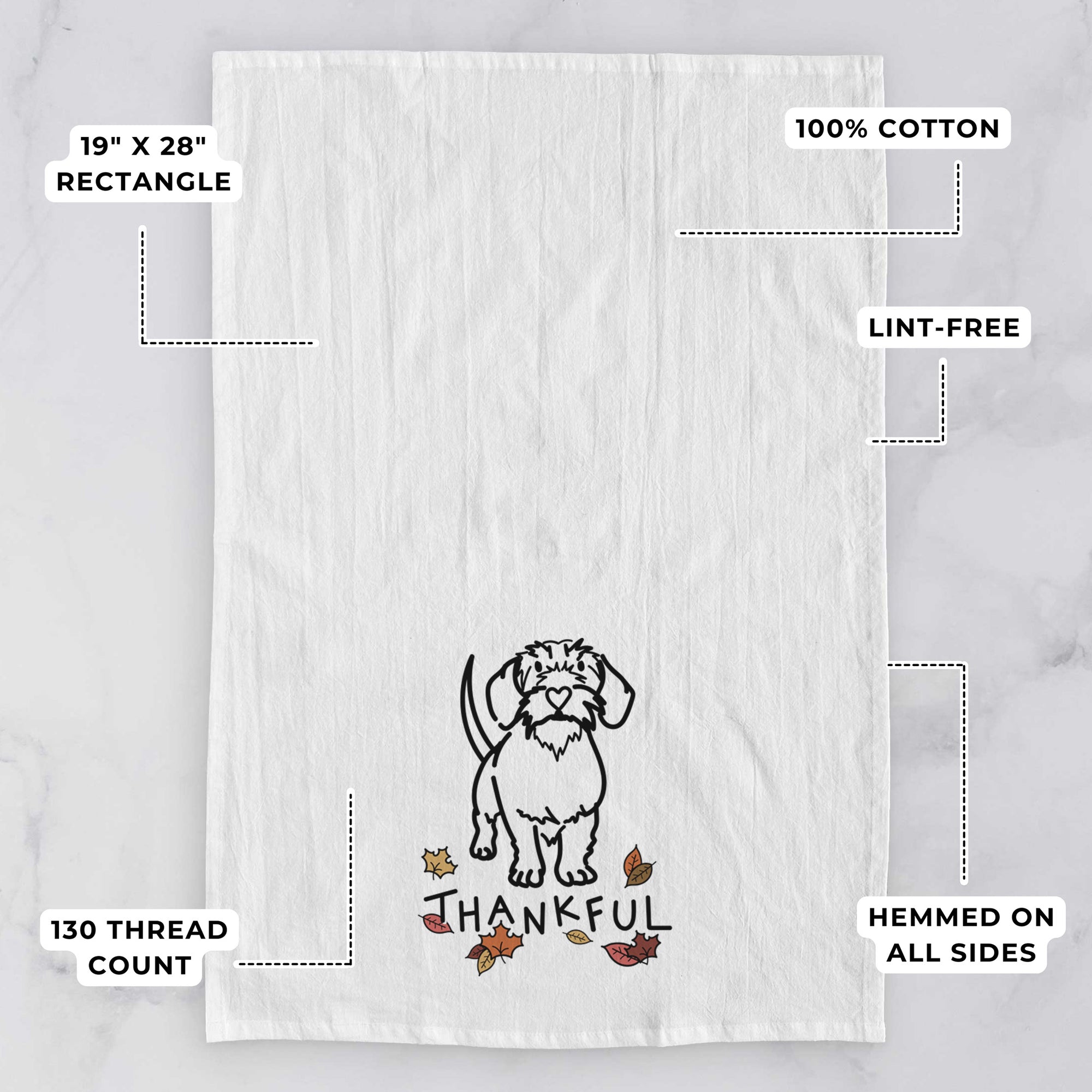 Thankful Wire Dachshund - Henry - Tea Towel