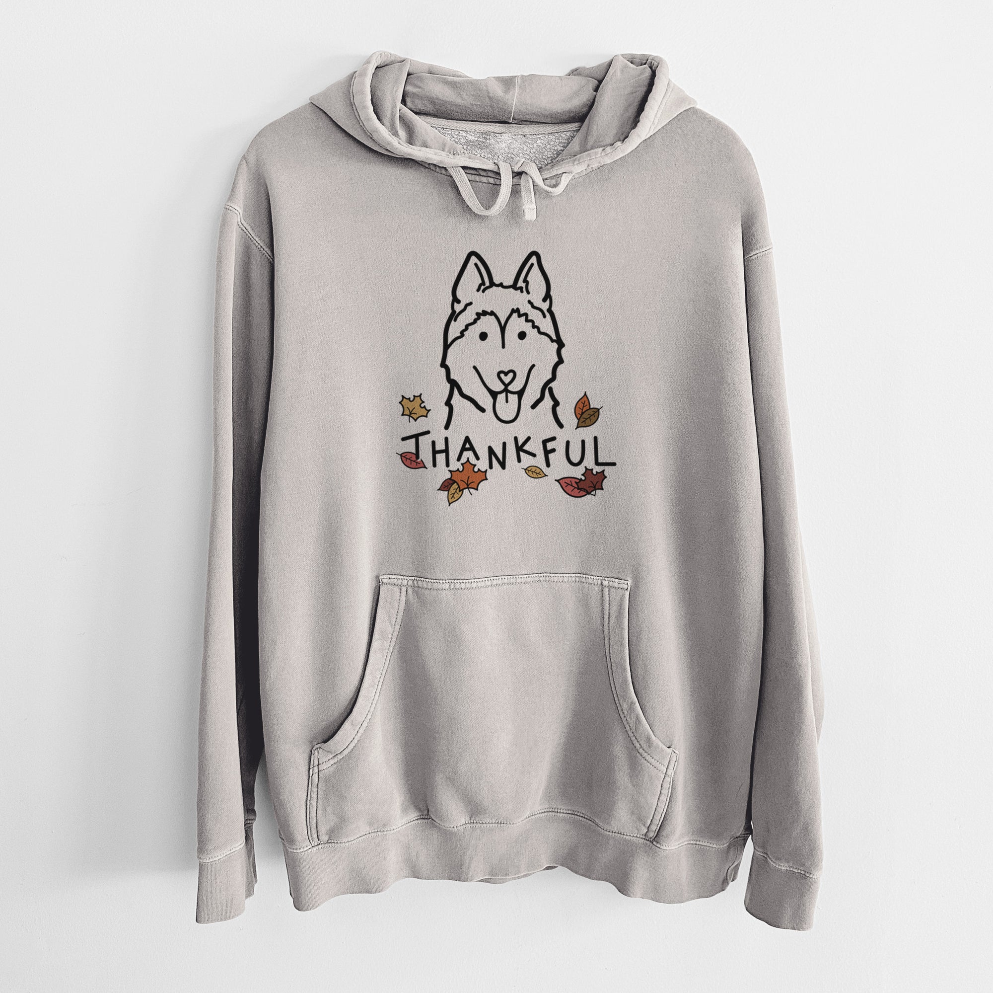 Thankful Siberian Husky - Unisex Pigment Dyed Hoodie