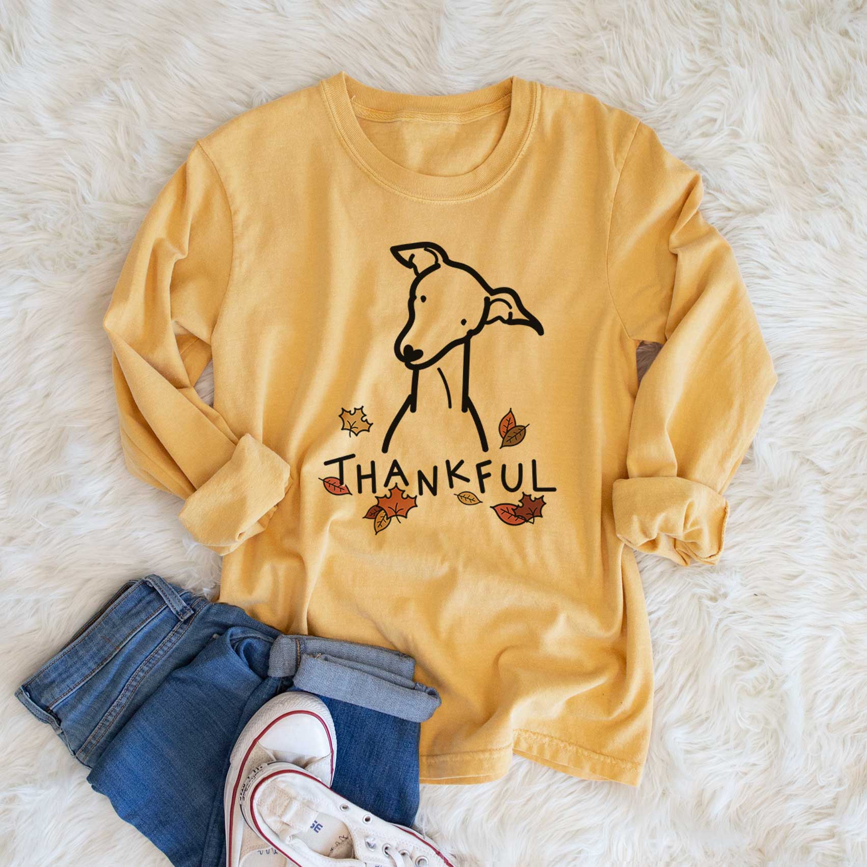 Thankful Italian Greyhound - Men's Heavyweight 100% Cotton Long Sleeve