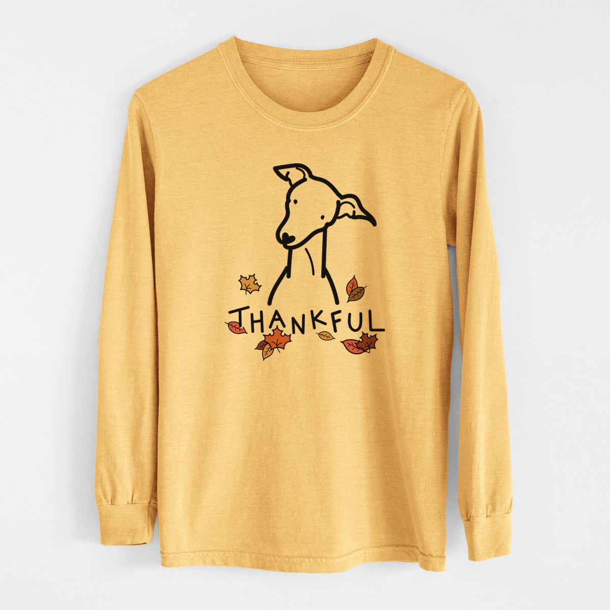 Thankful Italian Greyhound - Men&#39;s Heavyweight 100% Cotton Long Sleeve