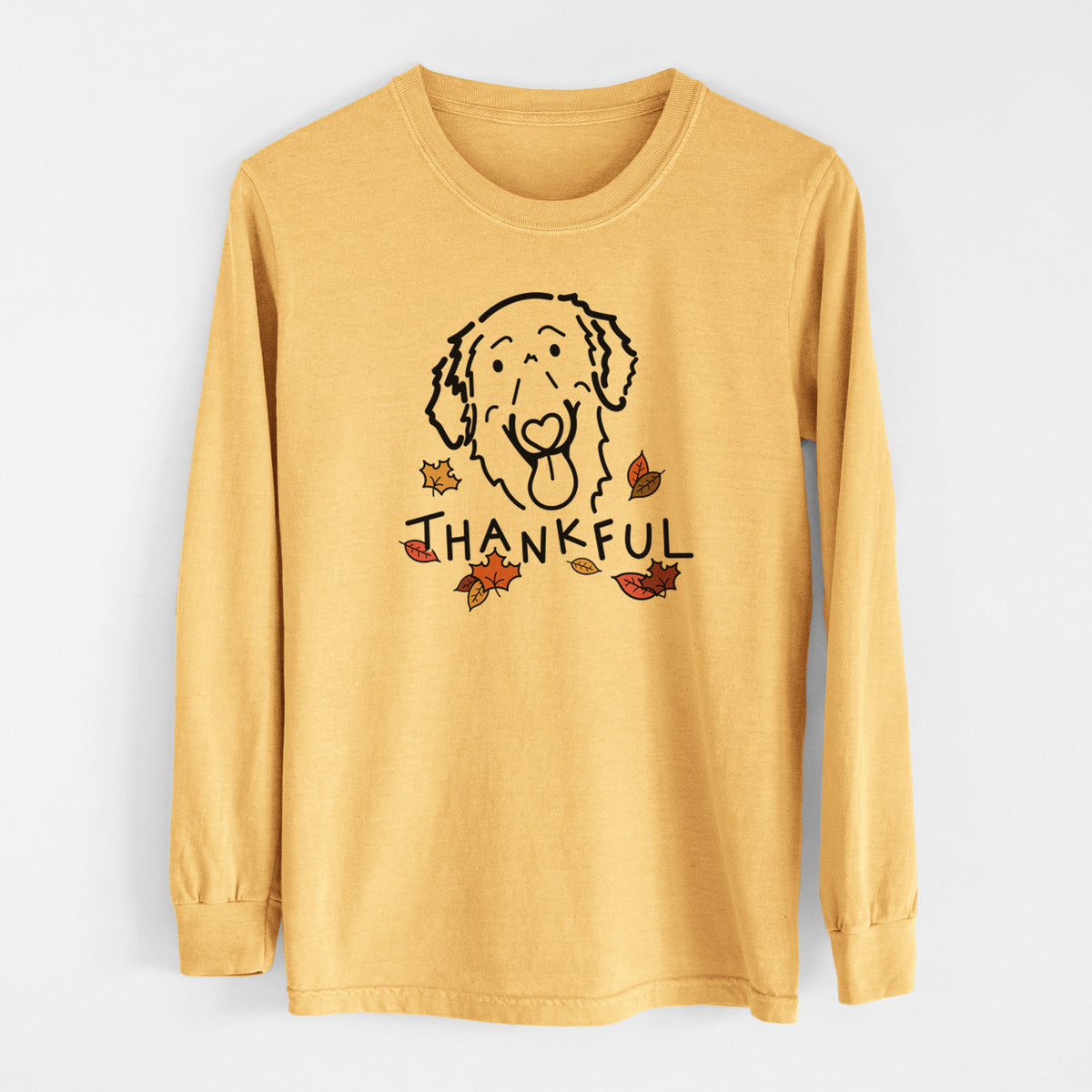 Thankful Flat-Coated Retriever - Jack - Men&#39;s Heavyweight 100% Cotton Long Sleeve