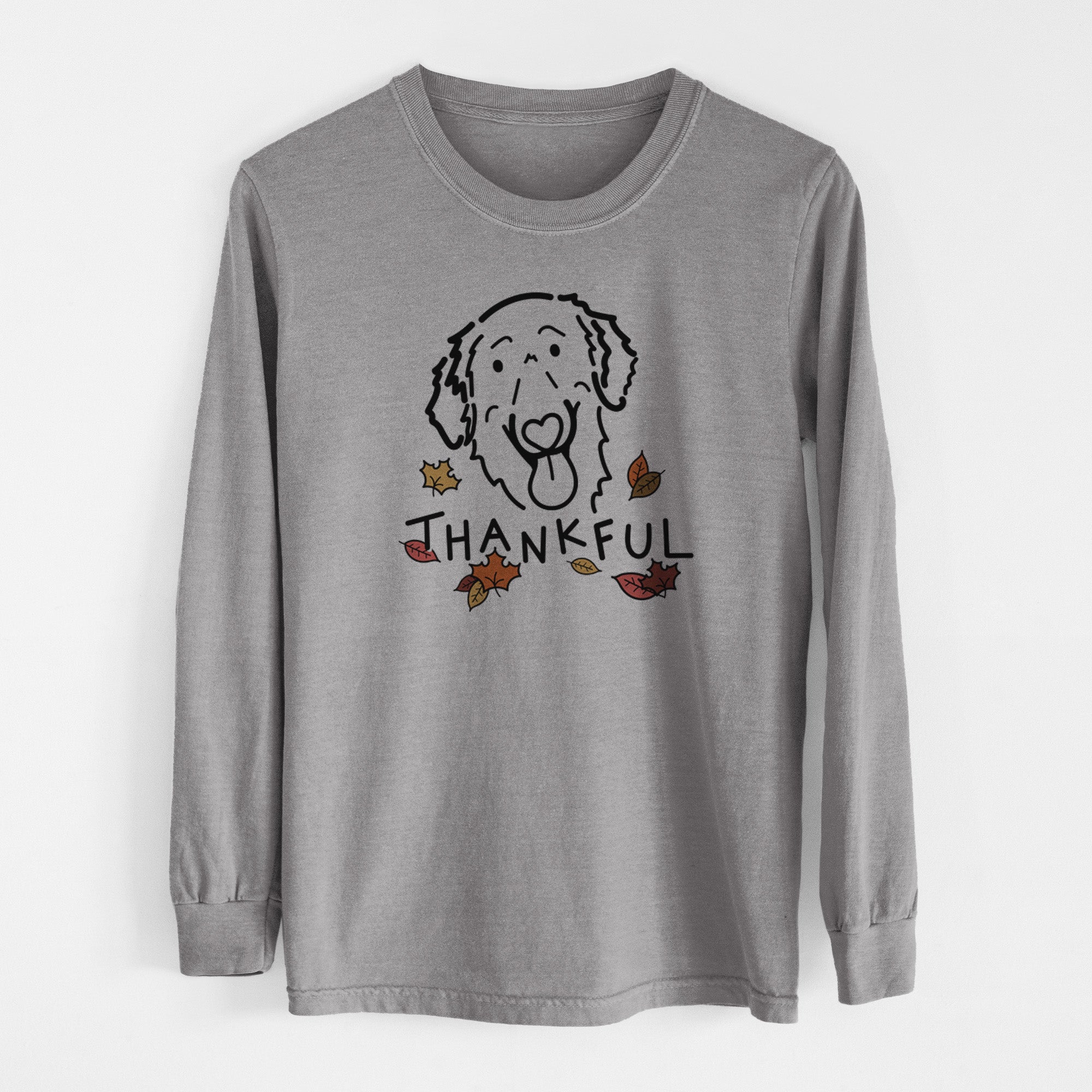 Thankful Flat-Coated Retriever - Jack - Men's Heavyweight 100% Cotton Long Sleeve