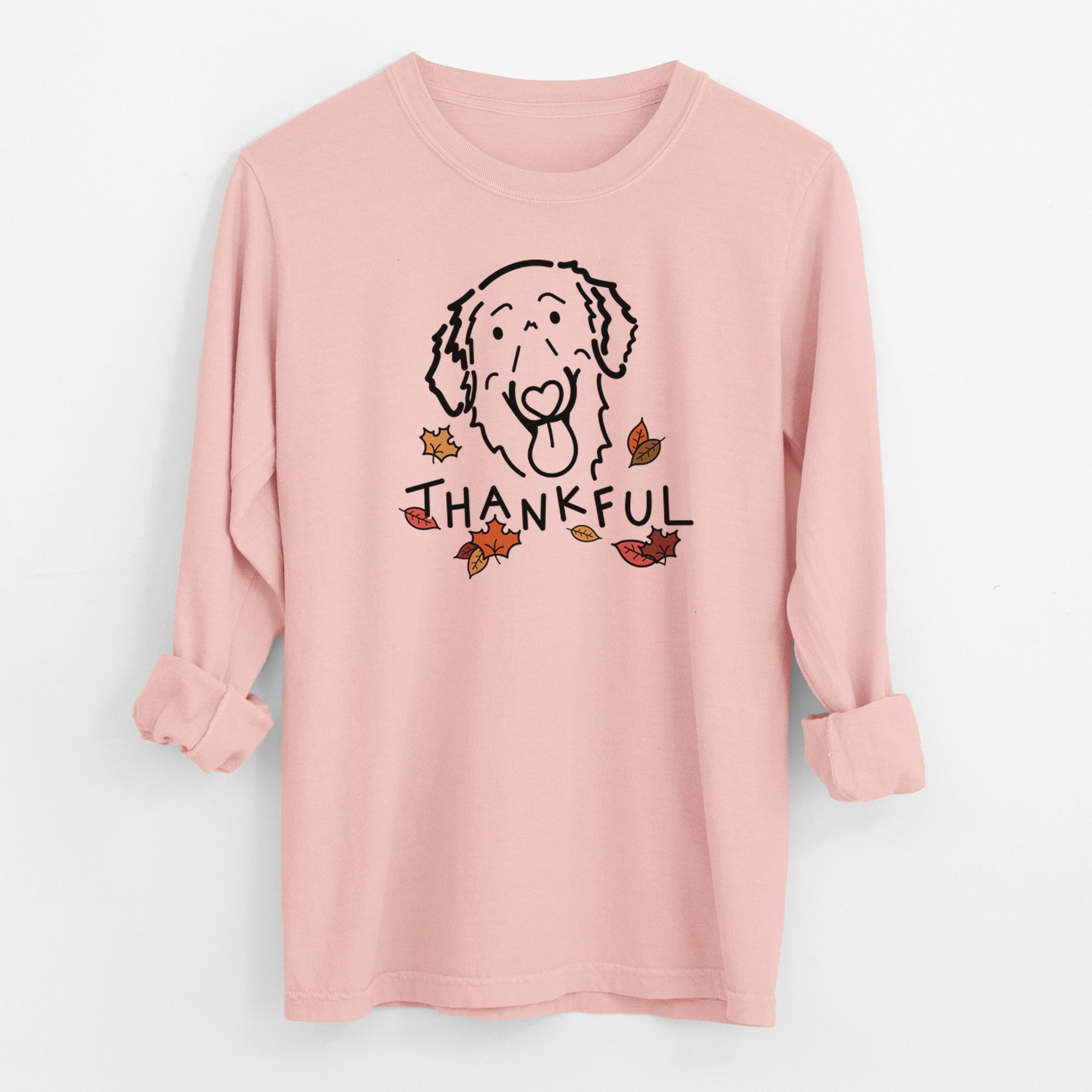 Thankful Flat-Coated Retriever - Jack - Men's Heavyweight 100% Cotton Long Sleeve