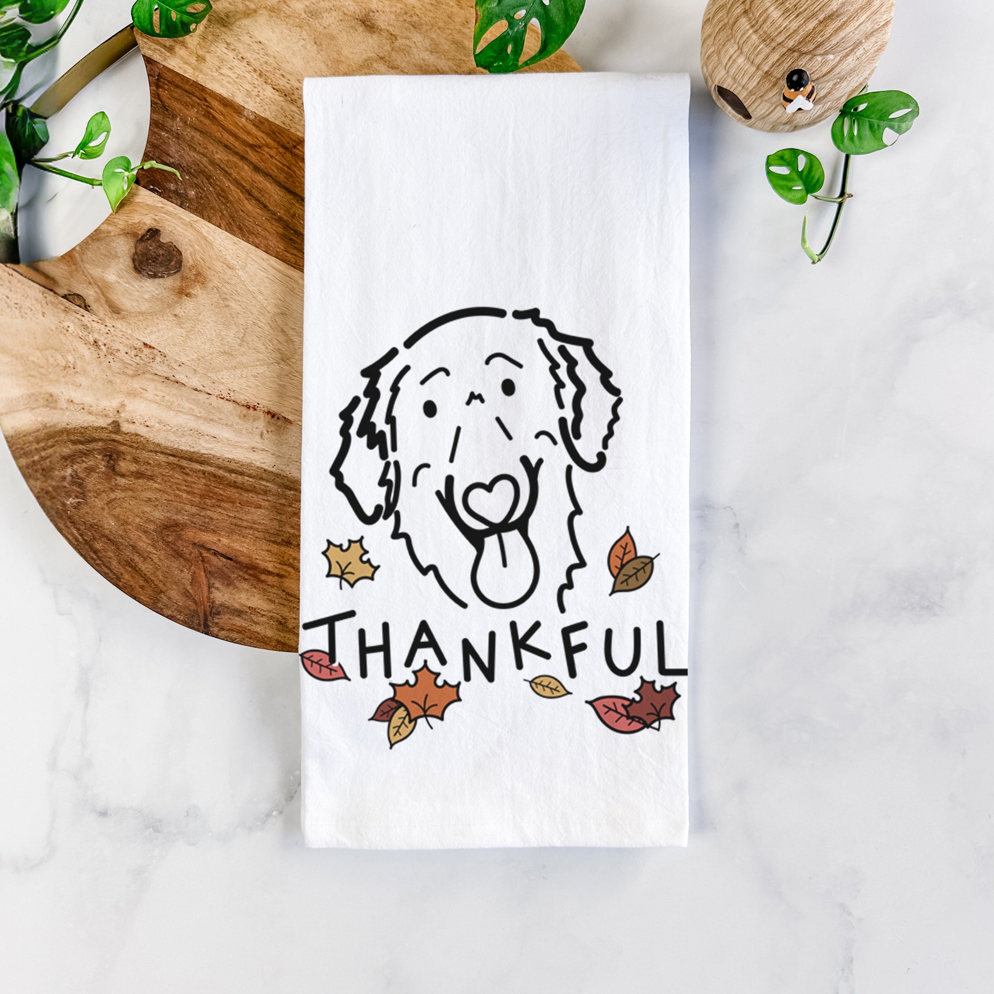 Thankful Flat-Coated Retriever - Jack - Tea Towel