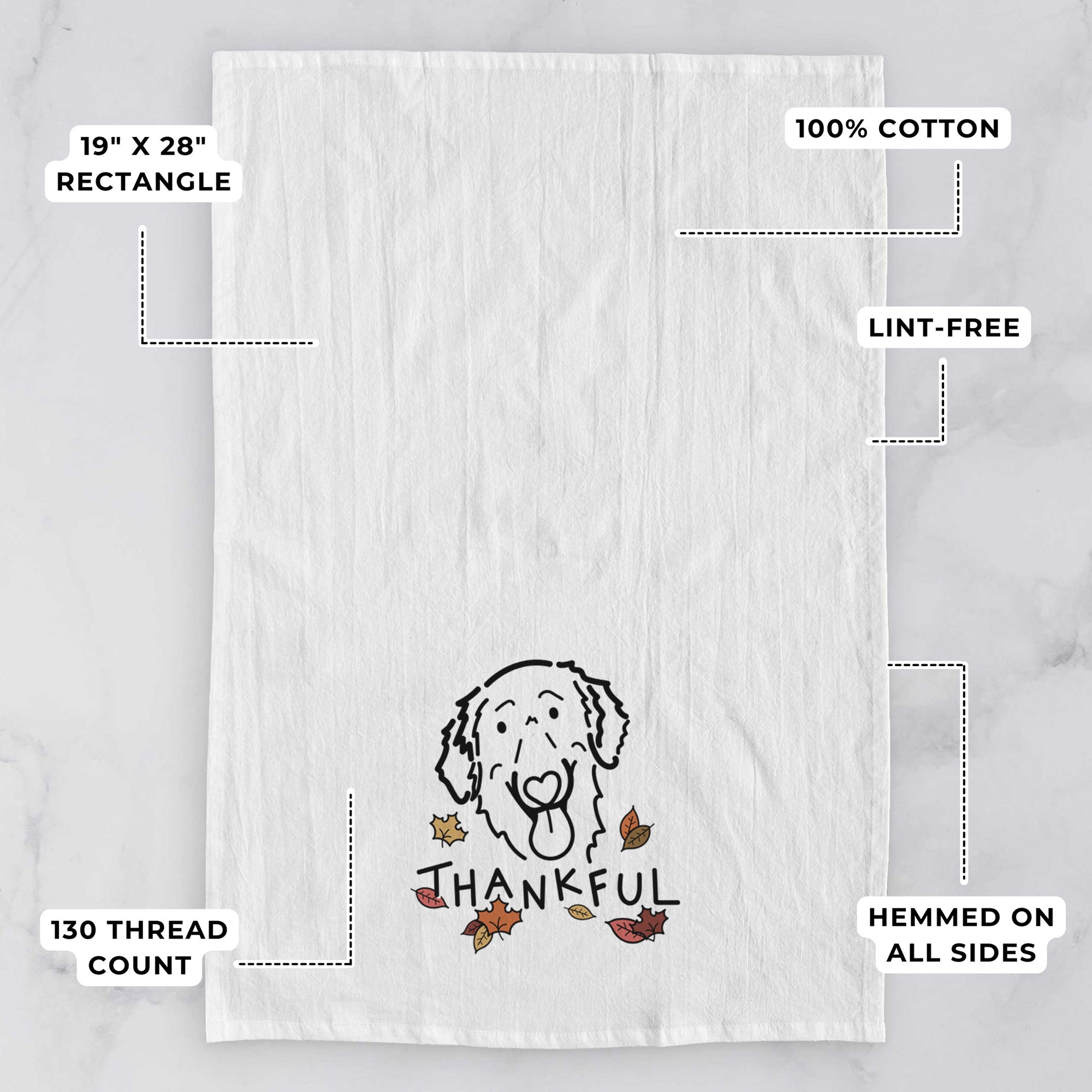 Thankful Flat-Coated Retriever - Jack - Tea Towel