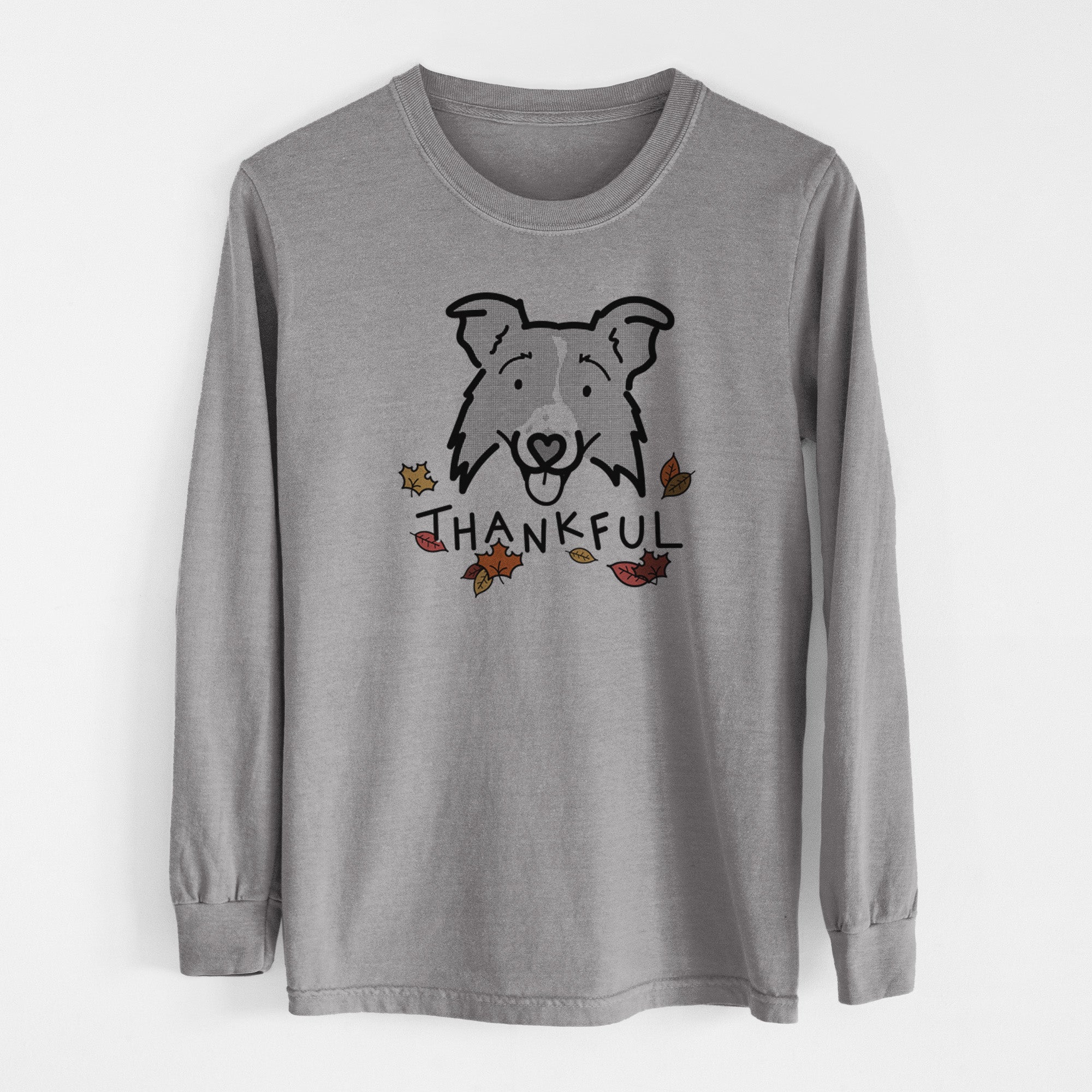 Thankful Border Collie 2.0 - Jam - Men's Heavyweight 100% Cotton Long Sleeve