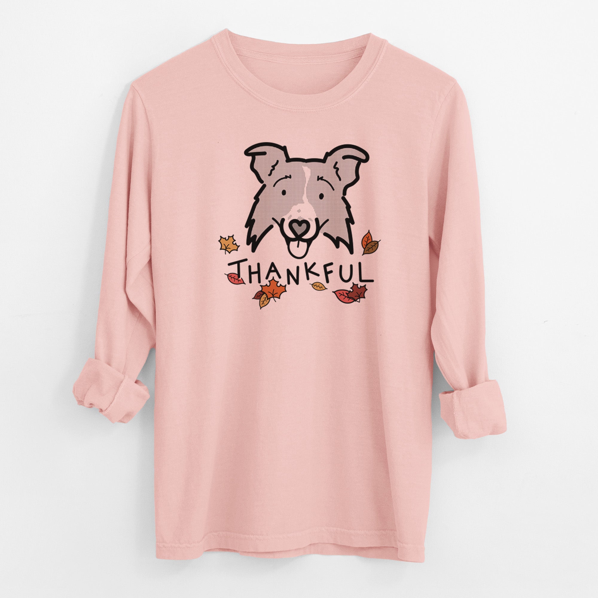 Thankful Border Collie 2.0 - Jam - Men's Heavyweight 100% Cotton Long Sleeve