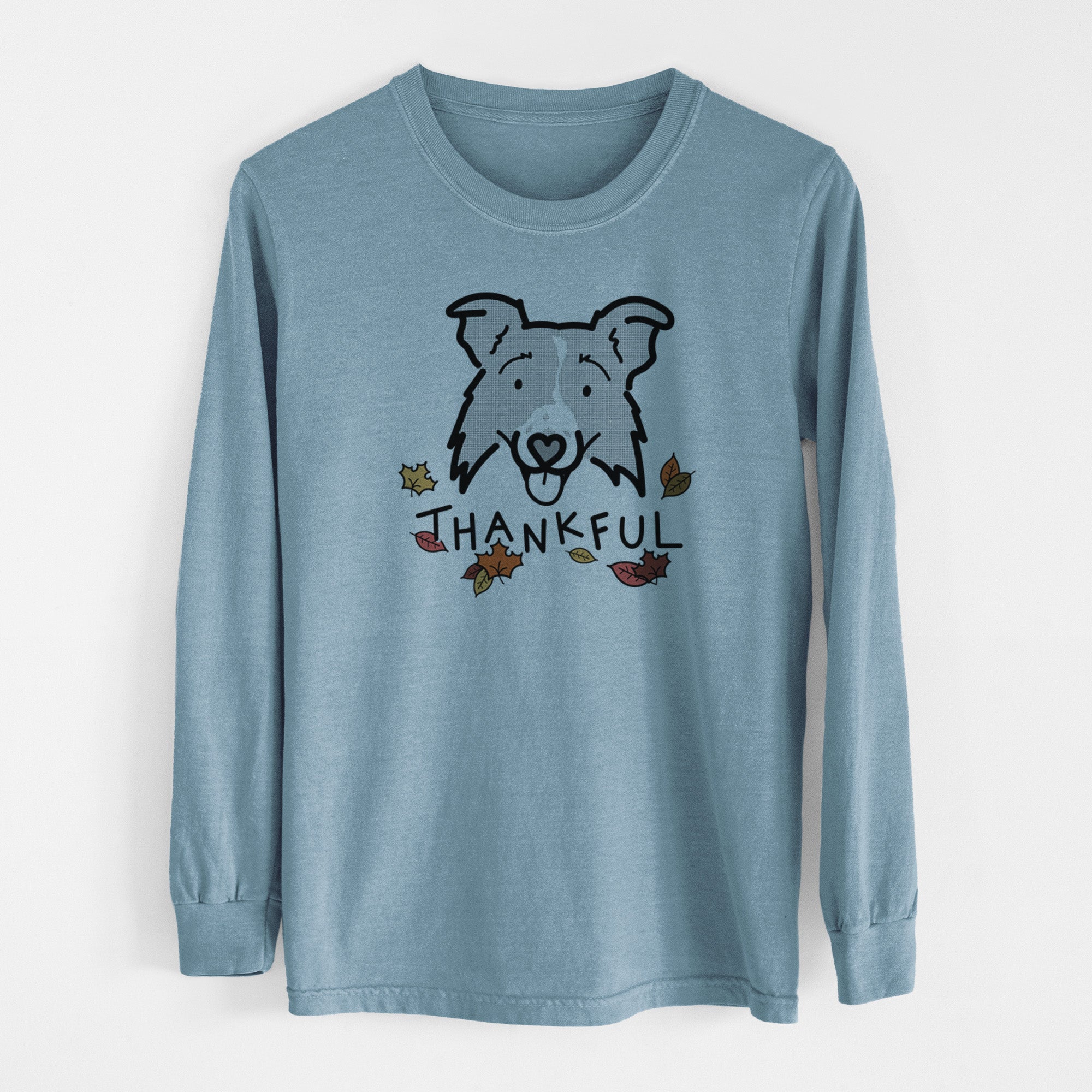 Thankful Border Collie 2.0 - Jam - Men's Heavyweight 100% Cotton Long Sleeve