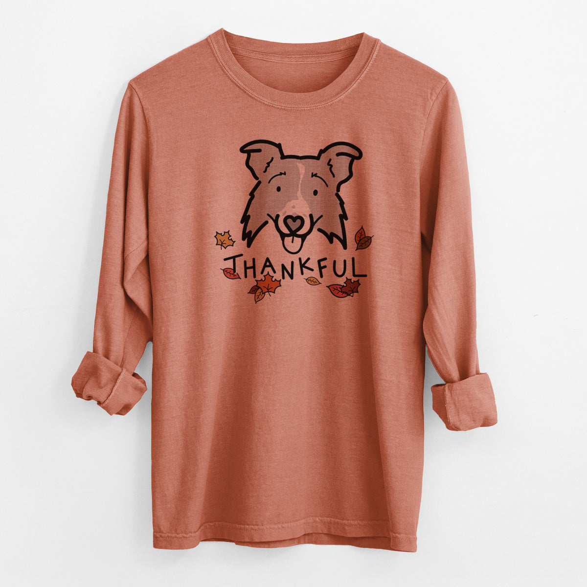 Thankful Border Collie 2.0 - Jam - Men's Heavyweight 100% Cotton Long Sleeve