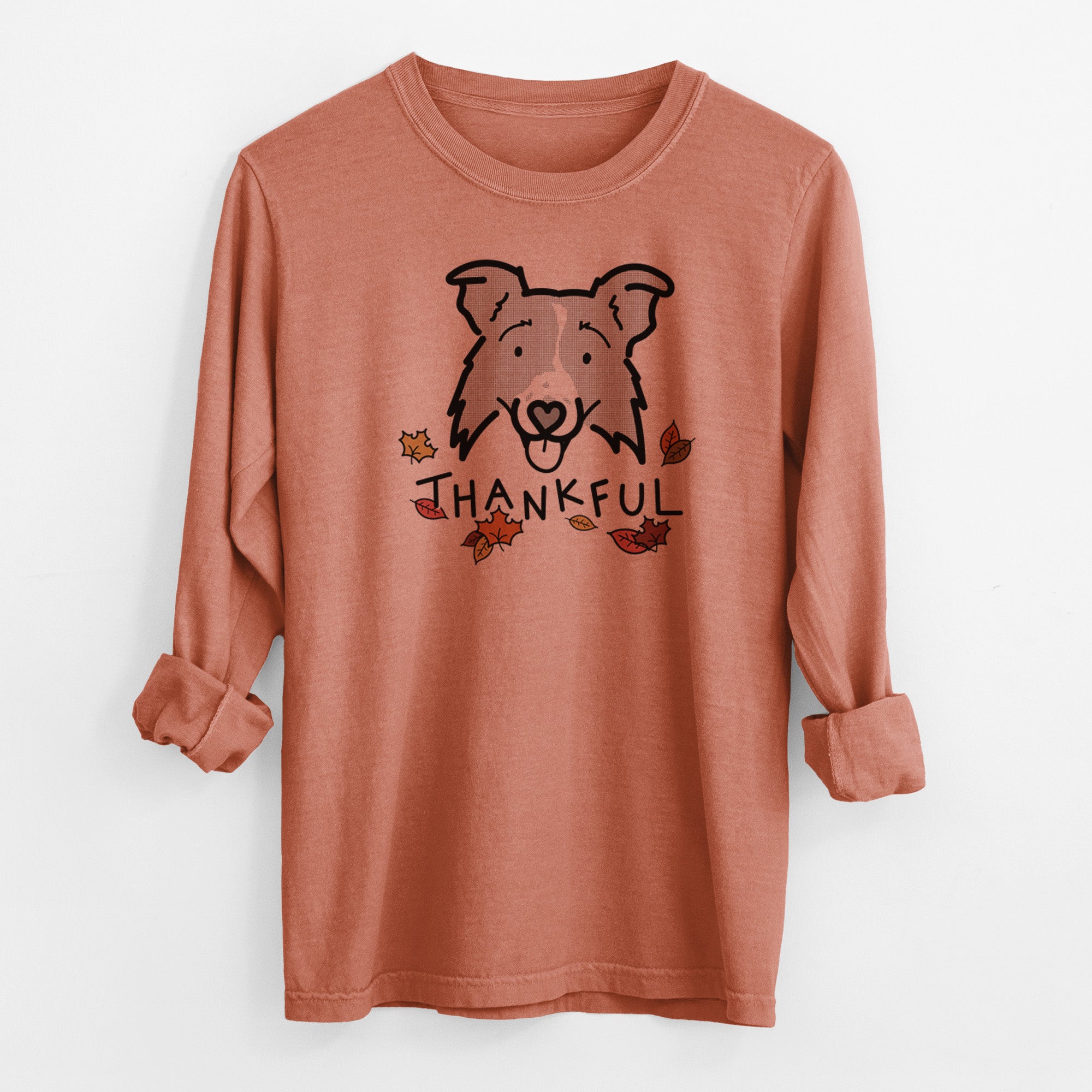 Thankful Border Collie 2.0 - Jam - Men's Heavyweight 100% Cotton Long Sleeve