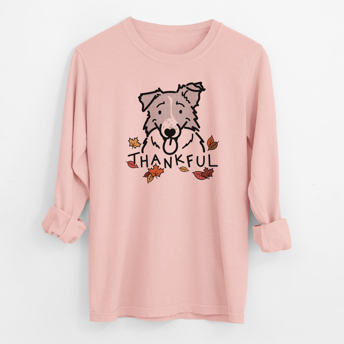 Thankful Border Collie - Jam - Men's Heavyweight 100% Cotton Long Sleeve