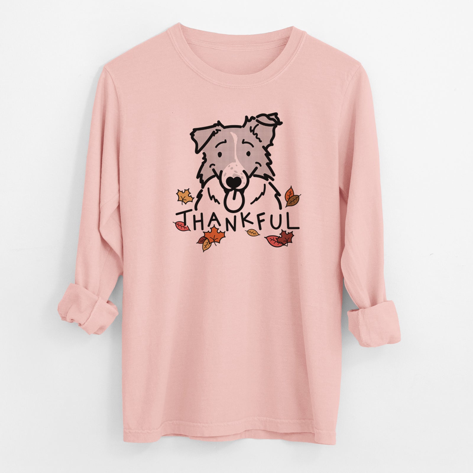 Thankful Border Collie - Jam - Men's Heavyweight 100% Cotton Long Sleeve