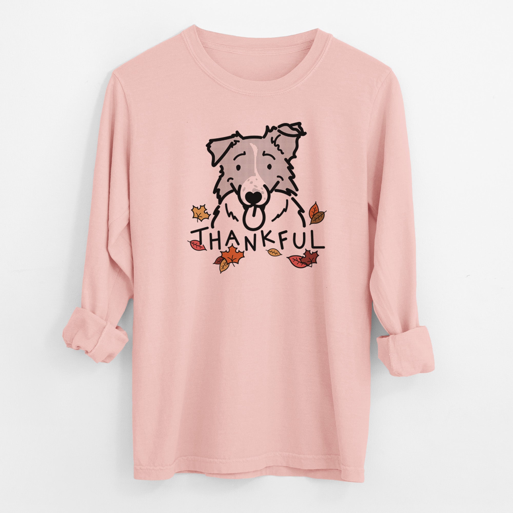 Thankful Border Collie - Jam - Men's Heavyweight 100% Cotton Long Sleeve