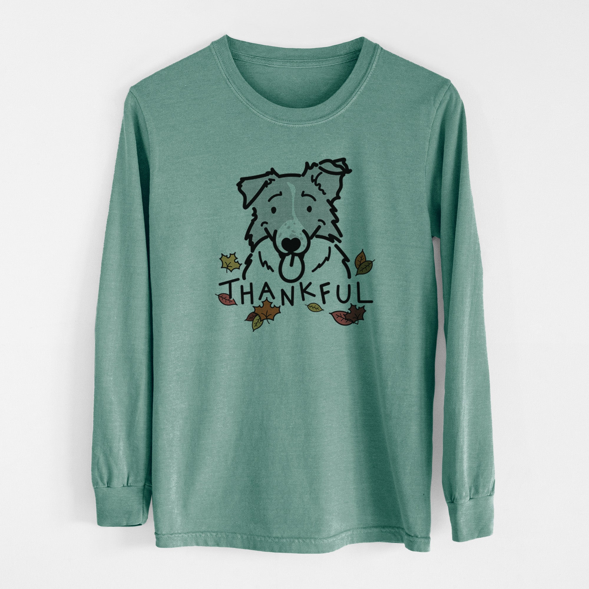 Thankful Border Collie - Jam - Men's Heavyweight 100% Cotton Long Sleeve