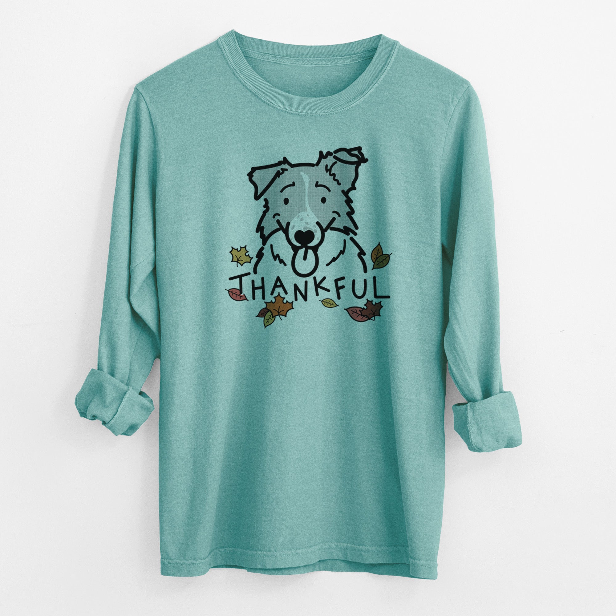 Thankful Border Collie - Jam - Men's Heavyweight 100% Cotton Long Sleeve