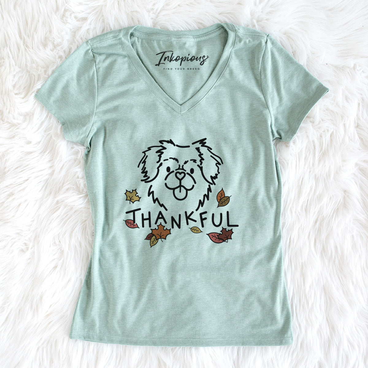 Thankful Tibetan Spaniel - Jiji - Women&#39;s Perfect V-neck Shirt