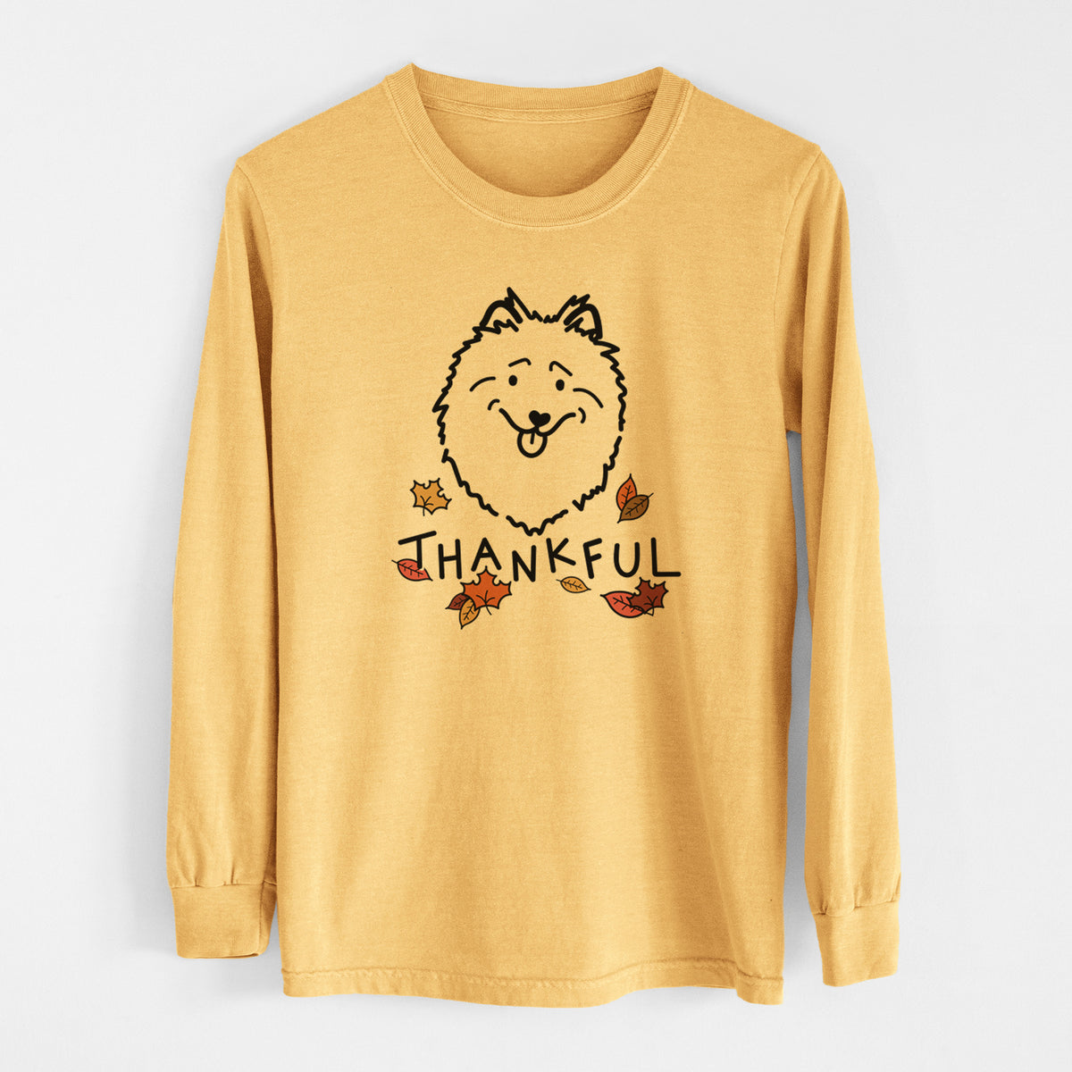 Thankful Keeshond - Men&#39;s Heavyweight 100% Cotton Long Sleeve