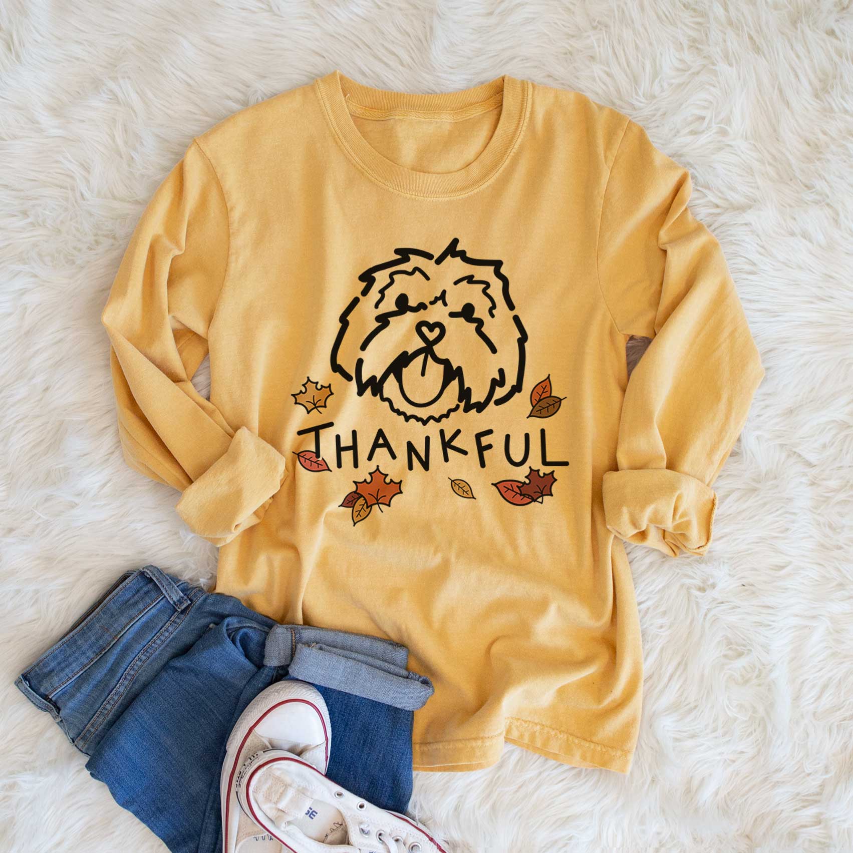 Thankful Lhasa Apso - Keia - Men's Heavyweight 100% Cotton Long Sleeve