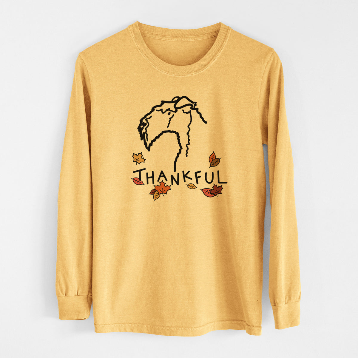 Thankful Kerry Blue Terrier - Men&#39;s Heavyweight 100% Cotton Long Sleeve