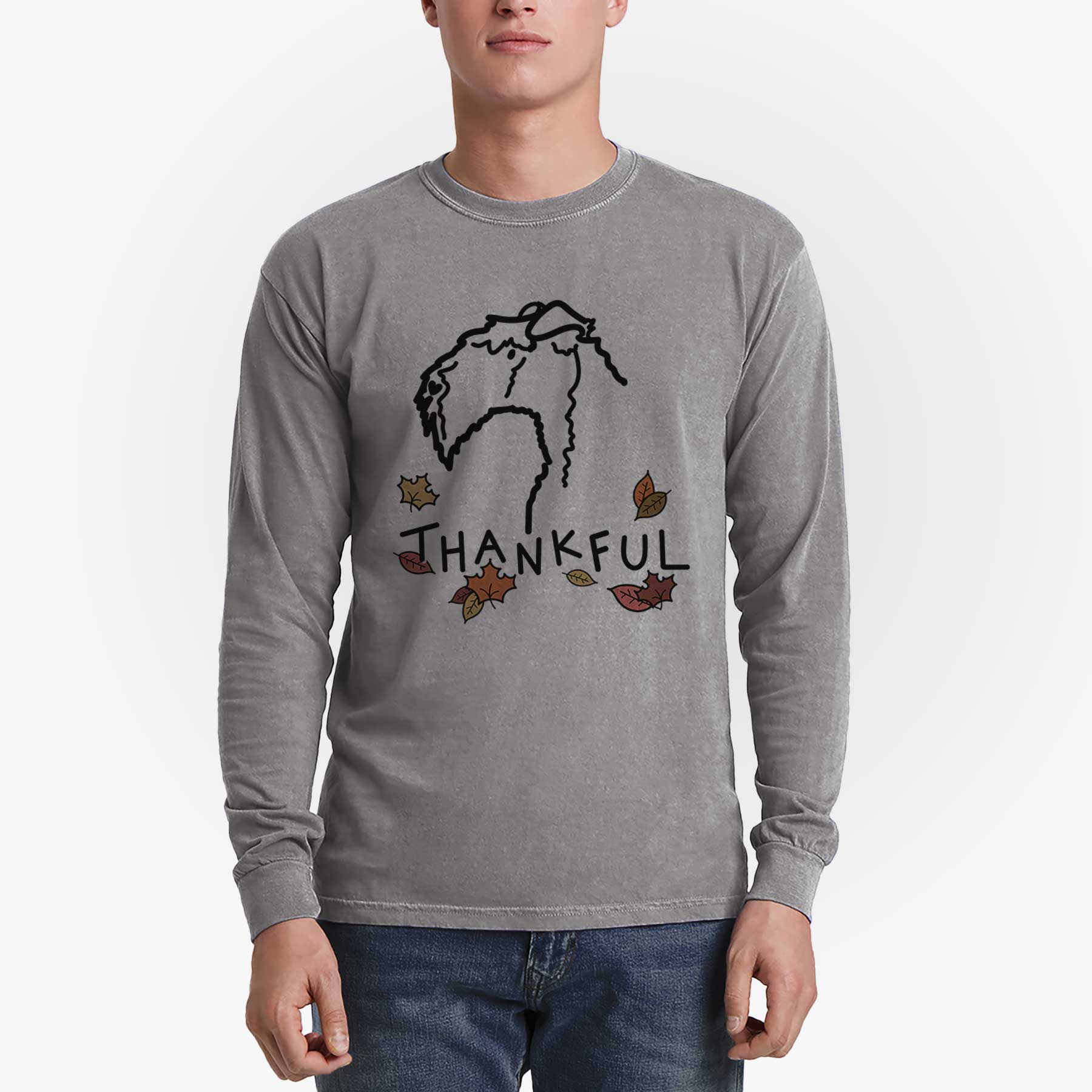 Thankful Kerry Blue Terrier - Men's Heavyweight 100% Cotton Long Sleeve