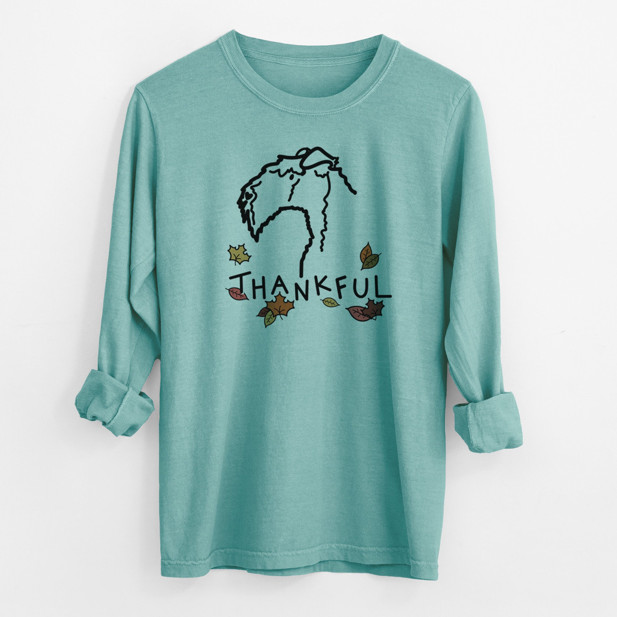 Thankful Kerry Blue Terrier - Men's Heavyweight 100% Cotton Long Sleeve