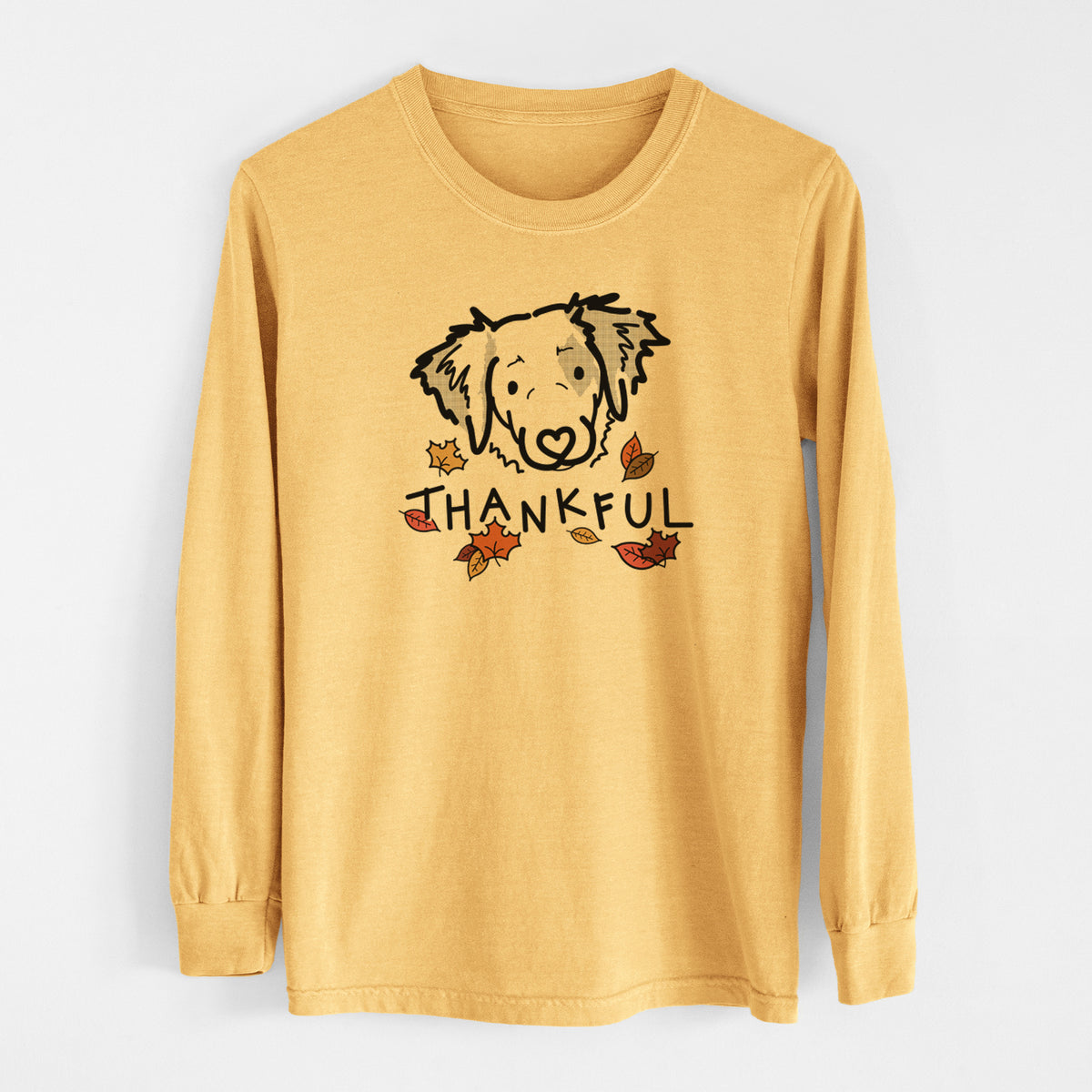 Thankful Brittany Spaniel - Kiva - Men&#39;s Heavyweight 100% Cotton Long Sleeve