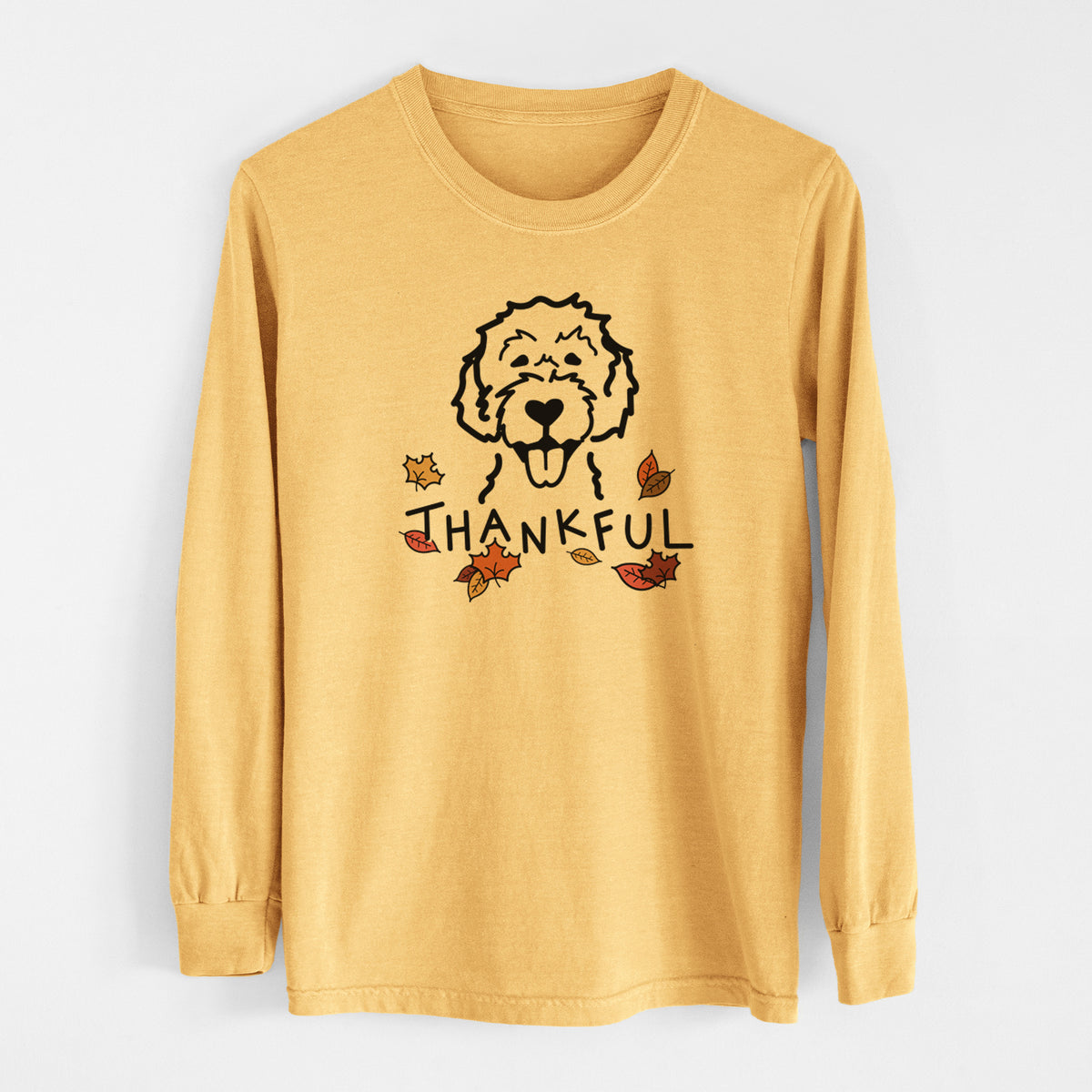 Thankful Labradoodle - Men&#39;s Heavyweight 100% Cotton Long Sleeve