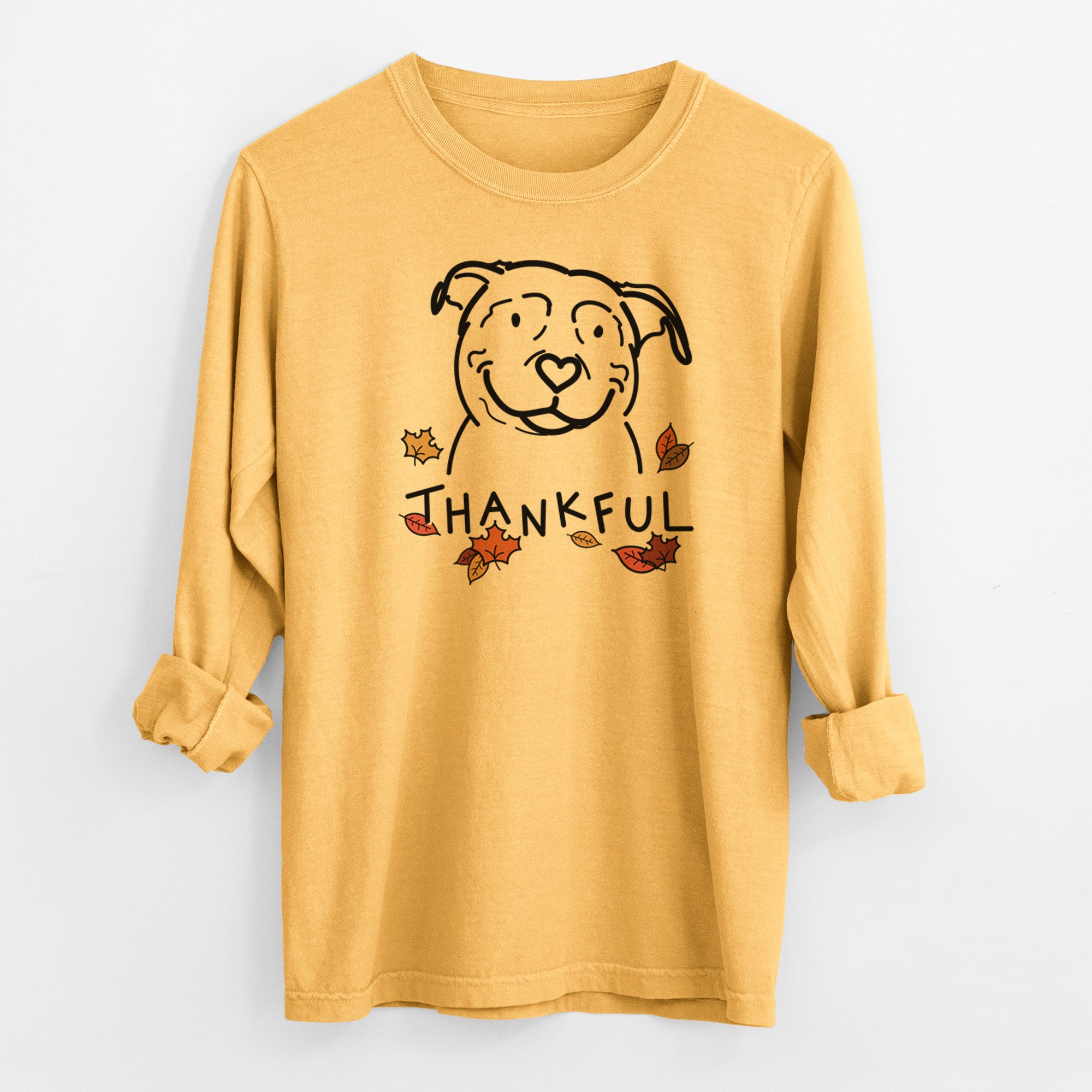 Thankful American Pitbull Terrier - Lady - Men's Heavyweight 100% Cotton Long Sleeve