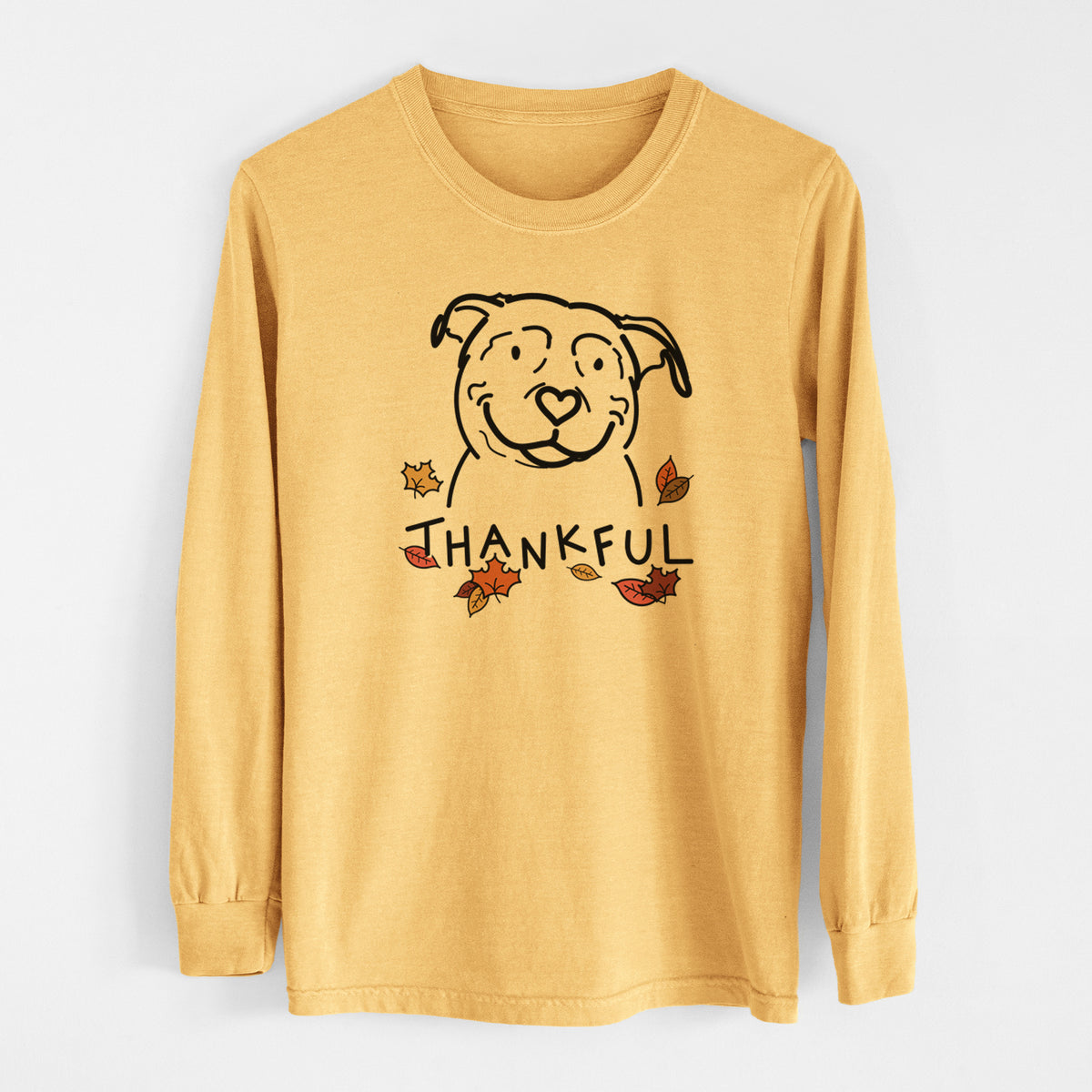 Thankful American Pitbull Terrier - Lady - Men&#39;s Heavyweight 100% Cotton Long Sleeve