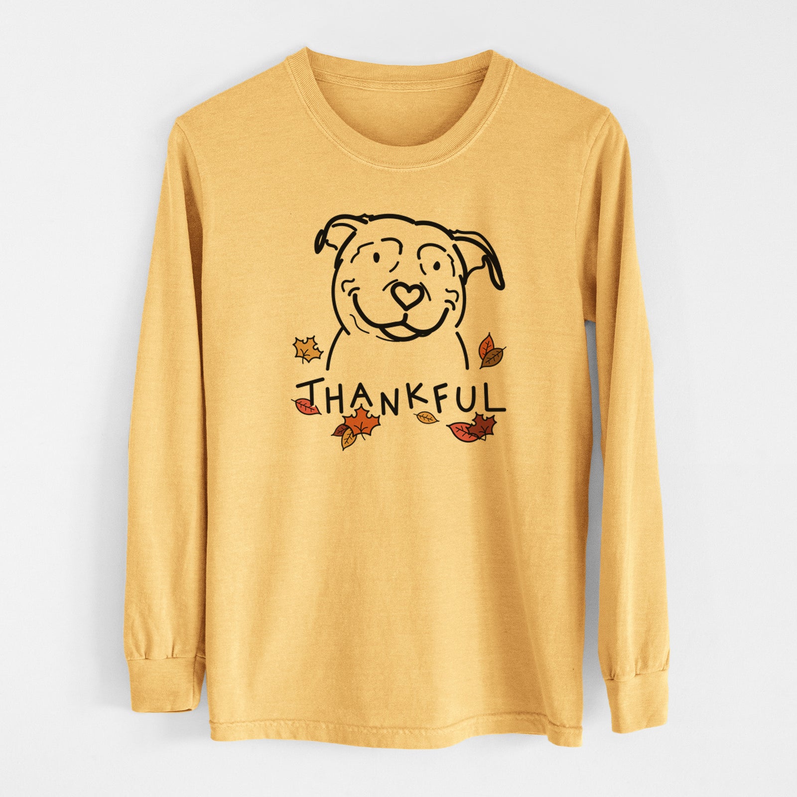 Thankful American Pitbull Terrier - Lady - Men's Heavyweight 100% Cotton Long Sleeve