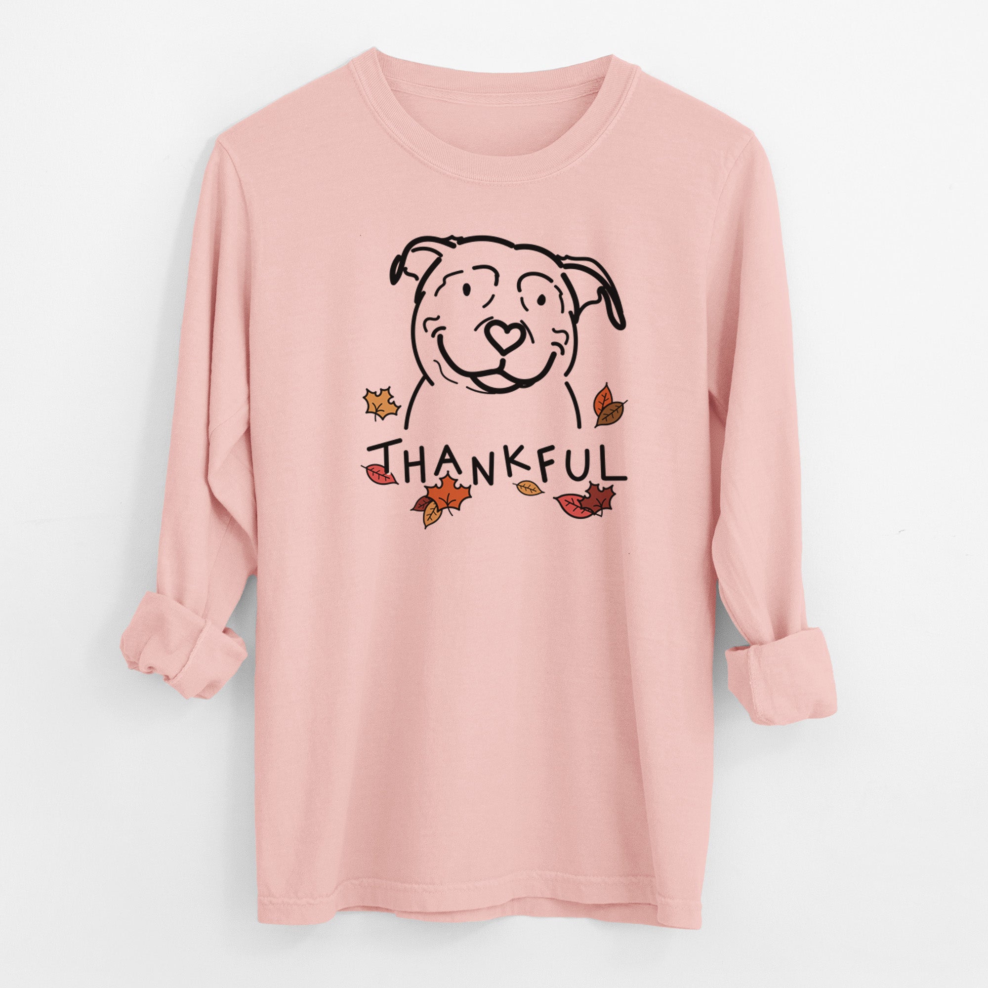 Thankful American Pitbull Terrier - Lady - Men's Heavyweight 100% Cotton Long Sleeve