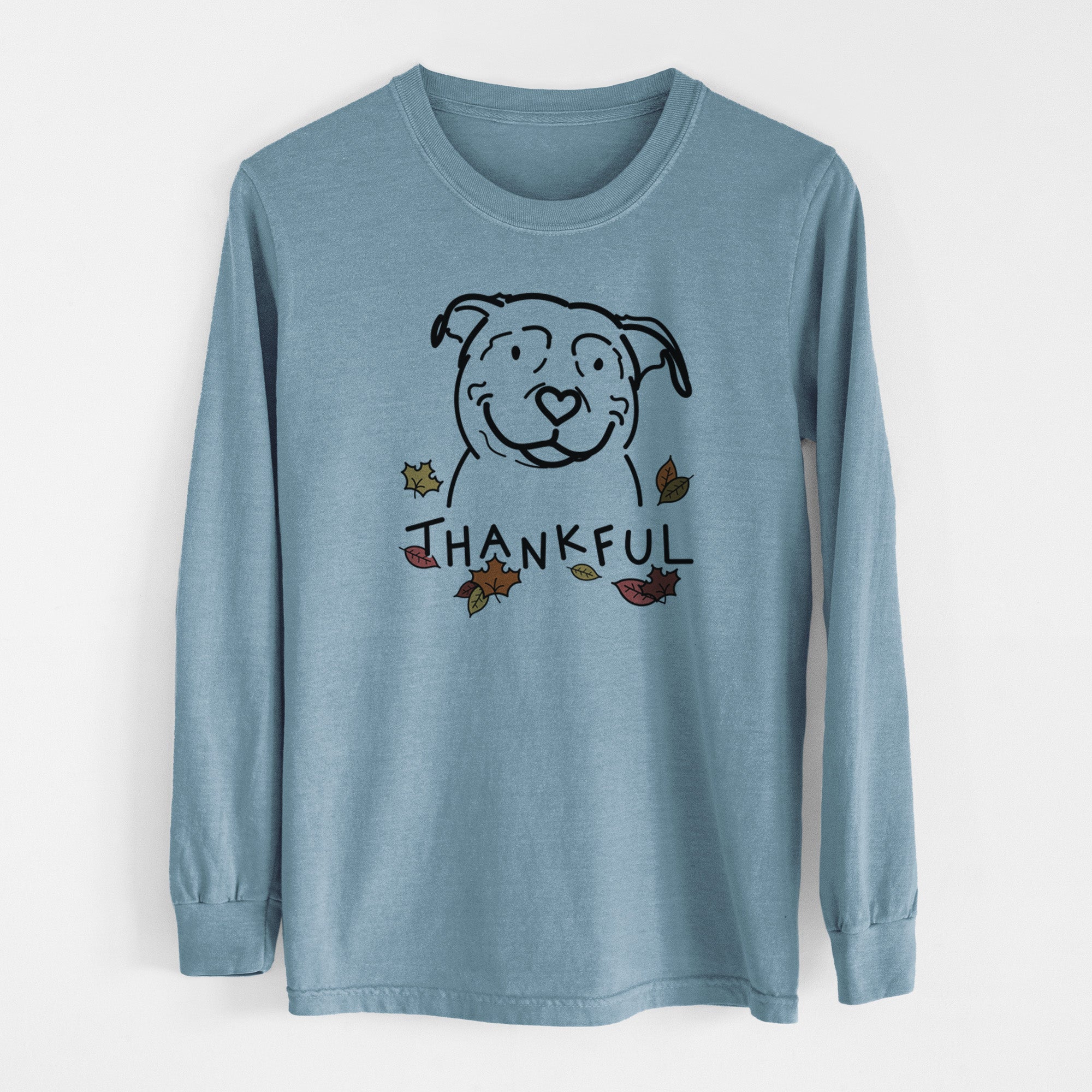 Thankful American Pitbull Terrier - Lady - Men's Heavyweight 100% Cotton Long Sleeve