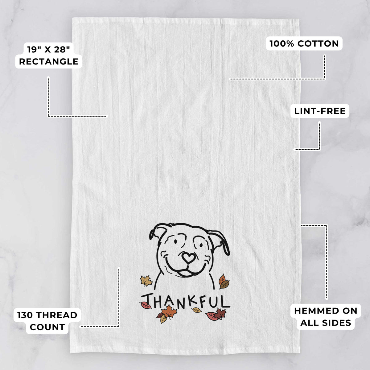 Thankful American Pitbull Terrier - Lady - Tea Towel