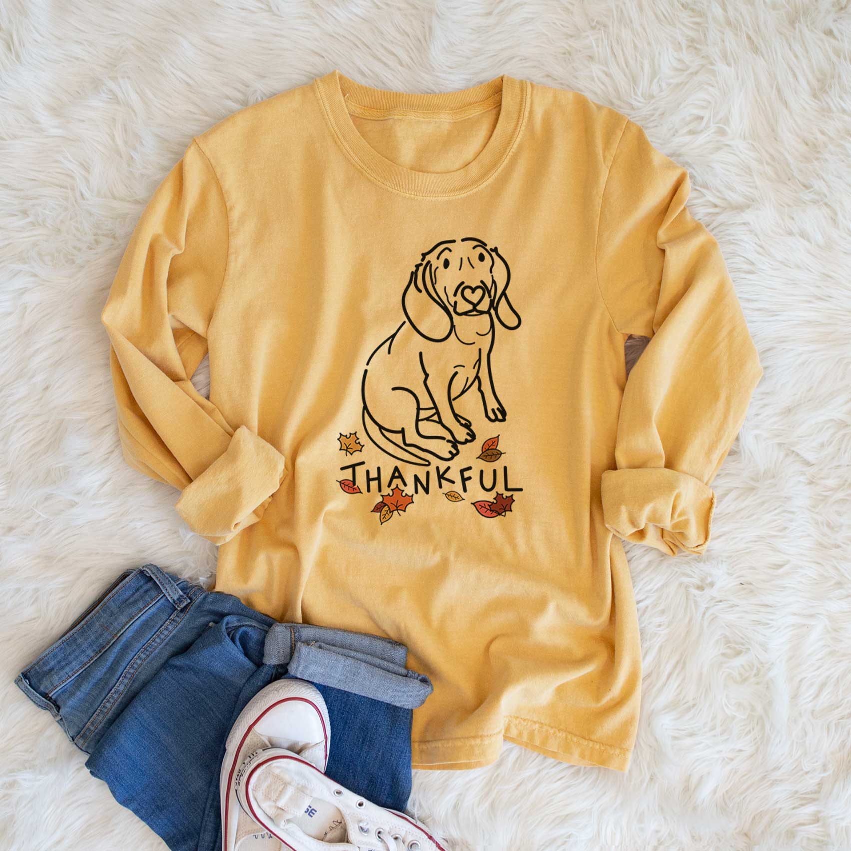 Thankful Beagle - Lilly - Men's Heavyweight 100% Cotton Long Sleeve