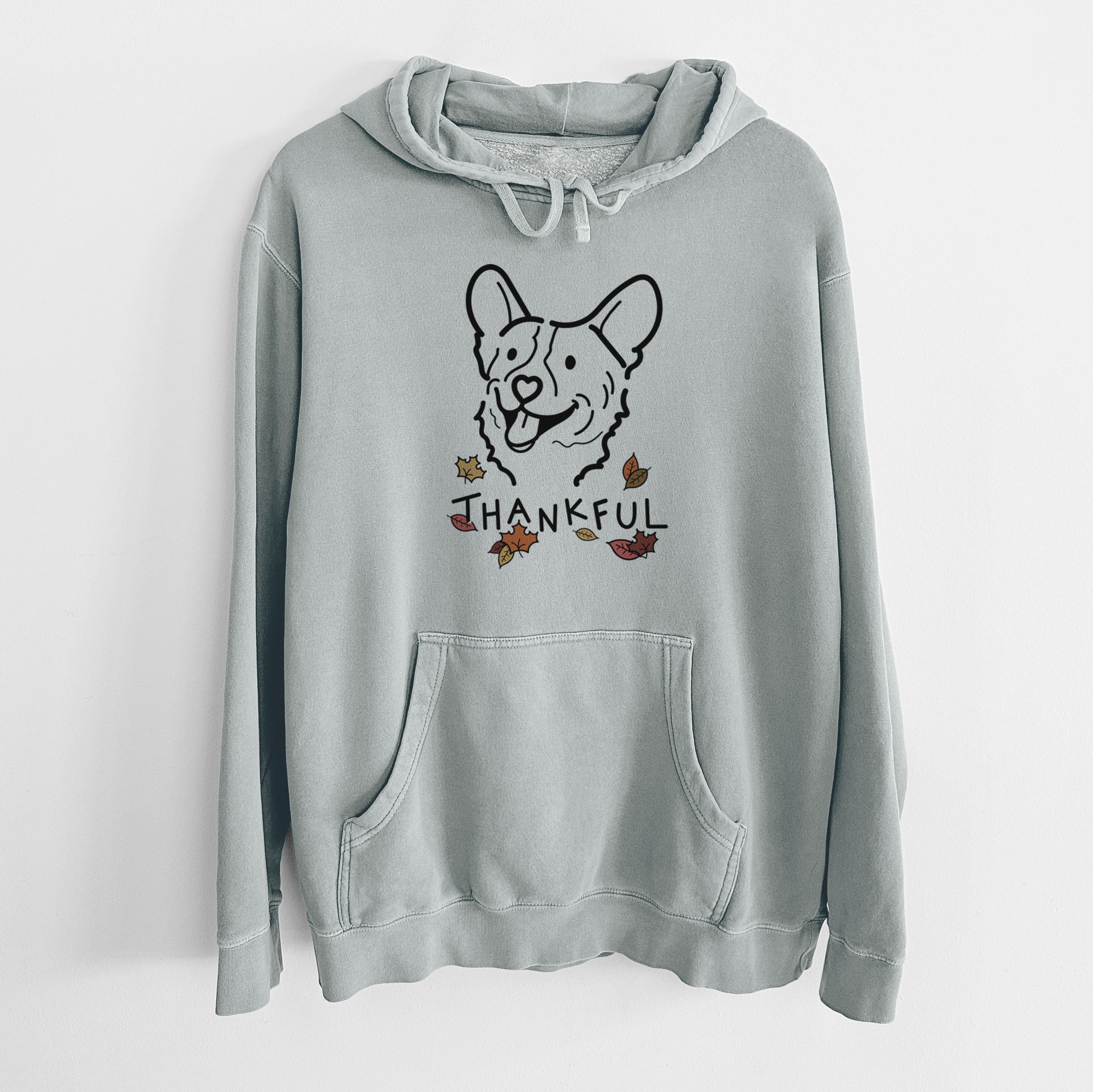 Thankful Corgi - Lily - Unisex Pigment Dyed Hoodie