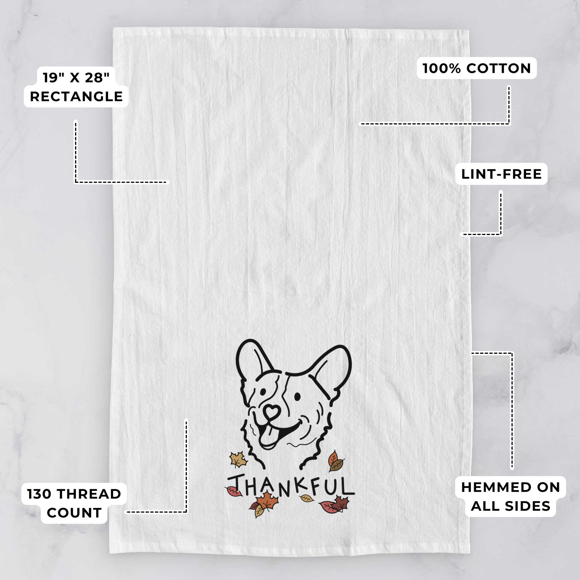 Thankful Corgi - Lily - Tea Towel