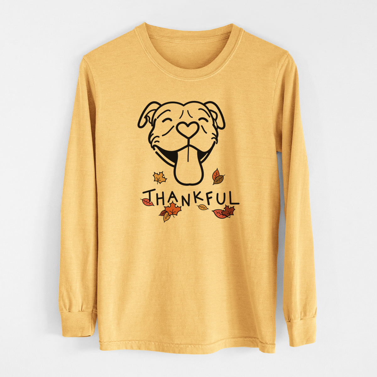 Thankful Pitbull - Louie - Men&#39;s Heavyweight 100% Cotton Long Sleeve